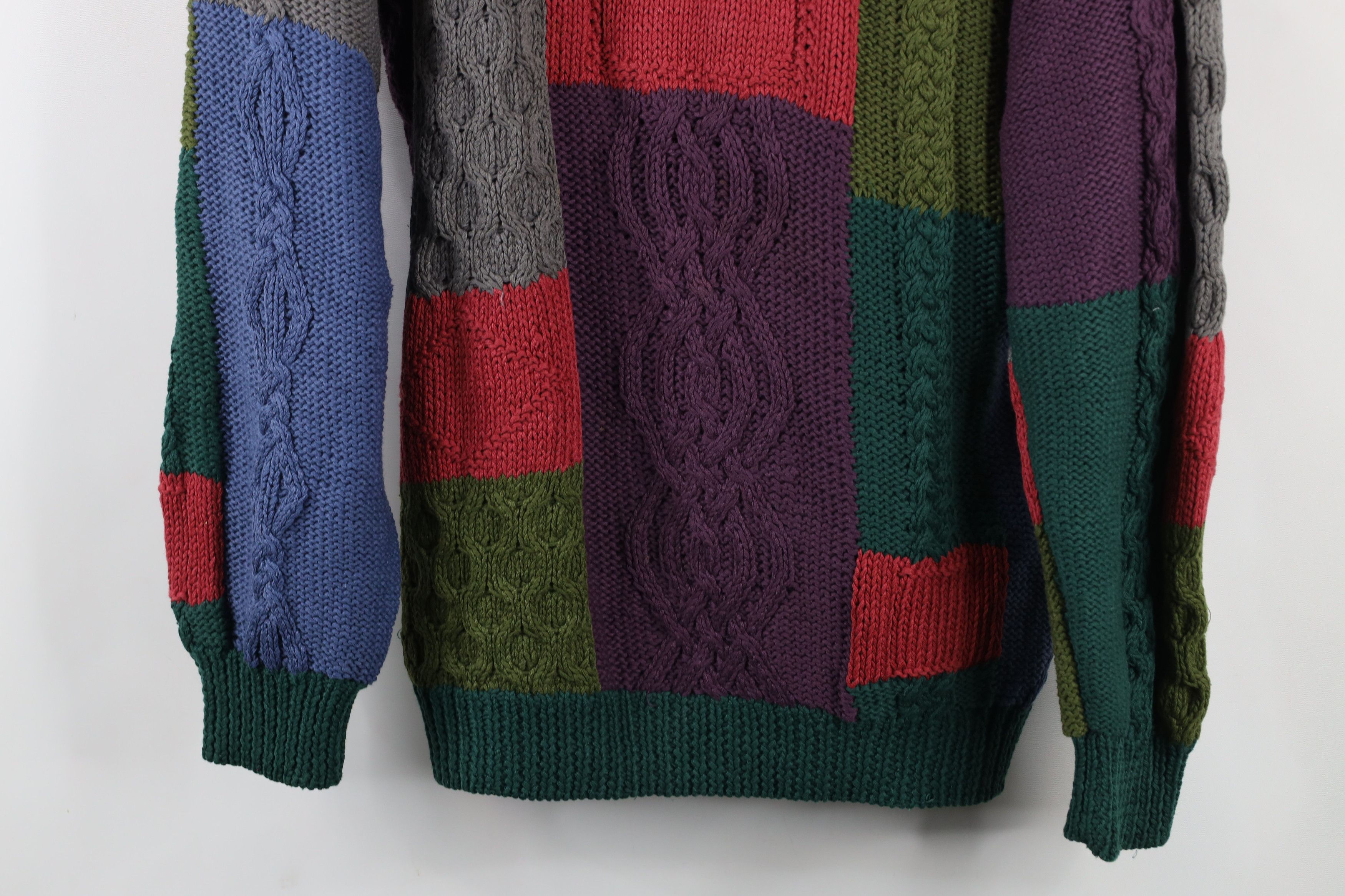 Vintage Vintage 90s Woolrich Patchwork Chunky Cable Knit Sweater Size US M / EU 48-50 / 2 - 3 Thumbnail