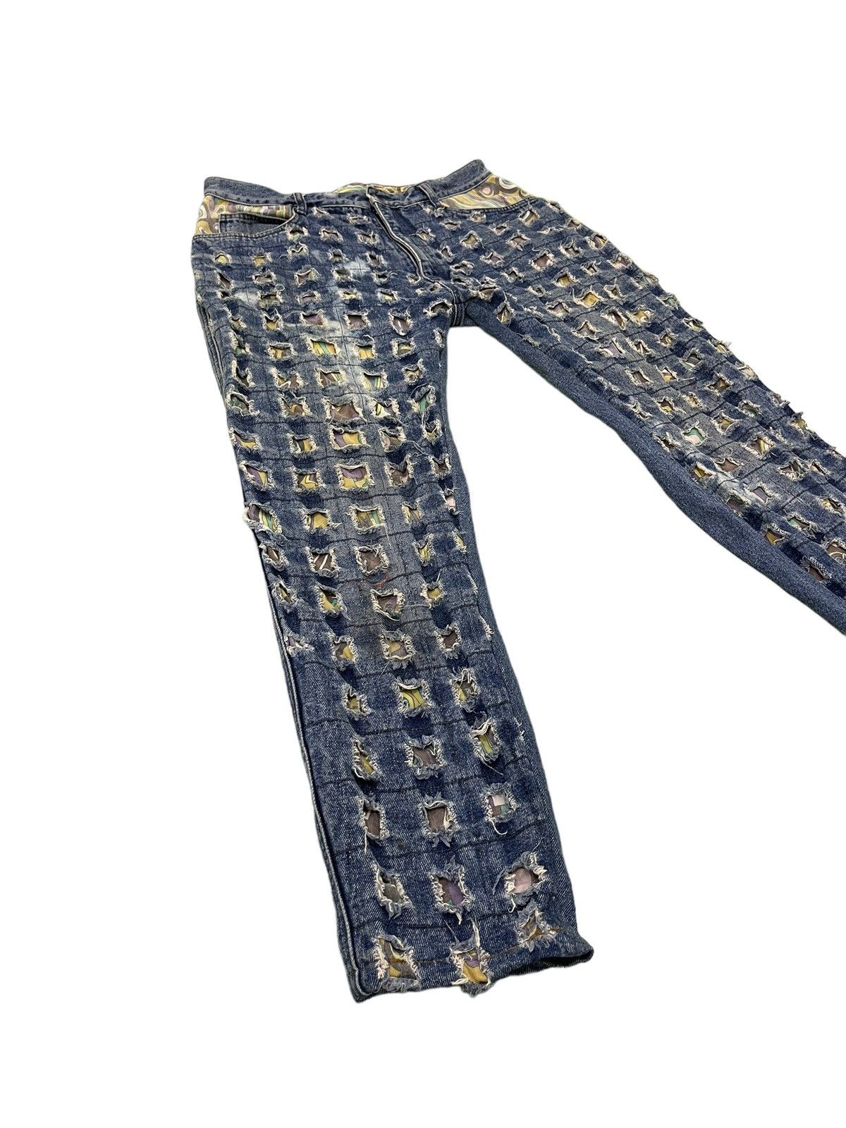 Japanese Brand Full Distress Jeans Vtg Unknown Brand Tapered 7🟦8 Size US 34 / EU 50 - 2 Thumbnail