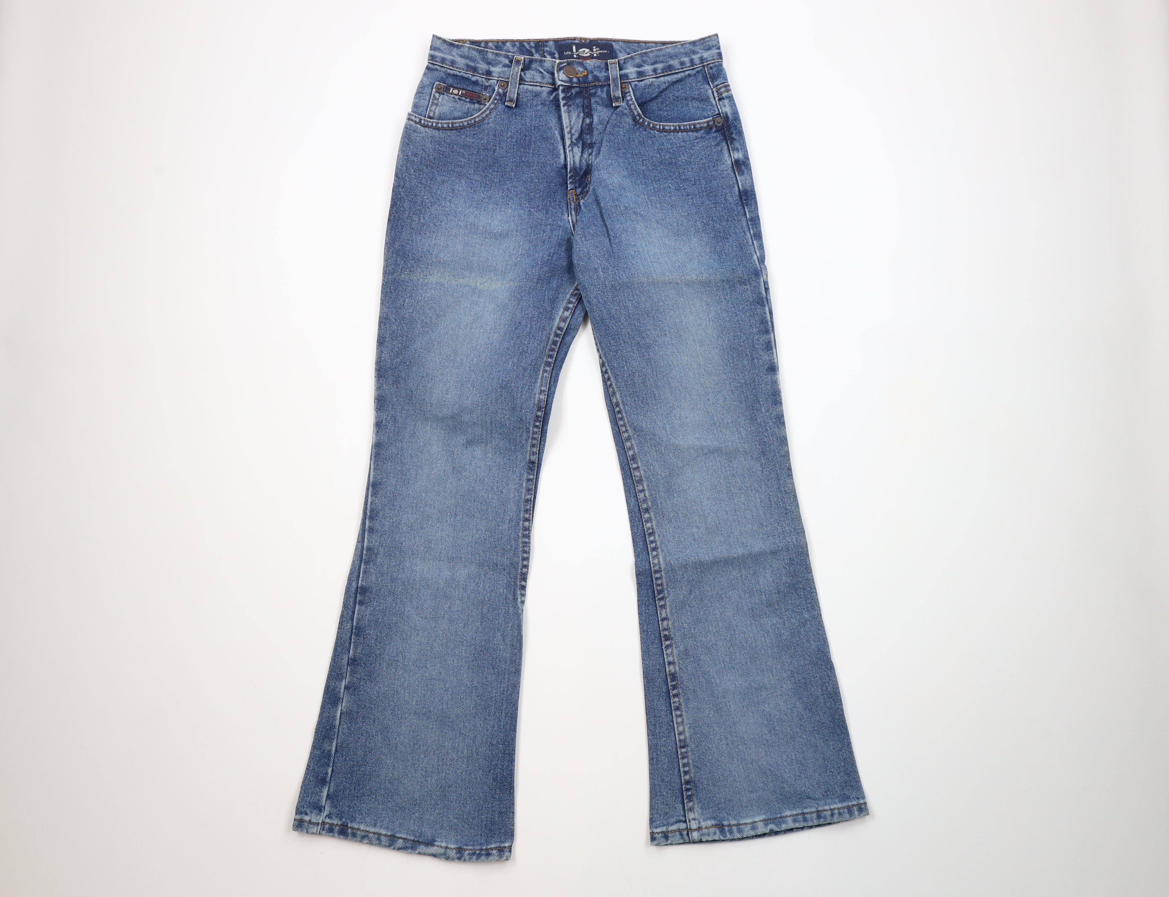Vintage Vintage 90s Y2K Streetwear Flared Wide Leg Denim Jeans Blue Size 27" / US 4 / IT 40 - 1 Thumbnail
