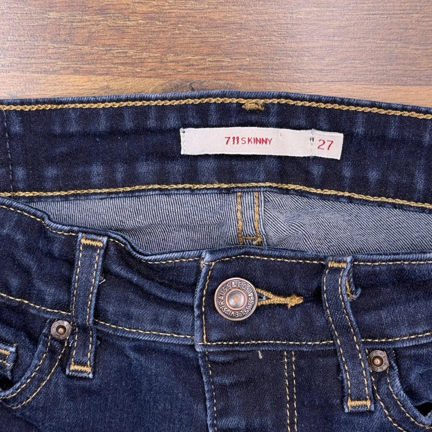 Levi's Levis 711 Skinny Premium Jeans Womens 27 Low Rise Stretch 27x28 Denim Blue 5-Pocket Design Slim Classic Jeans Mens Women Girls Size 27" / US 4 / IT 40 - 4 Thumbnail