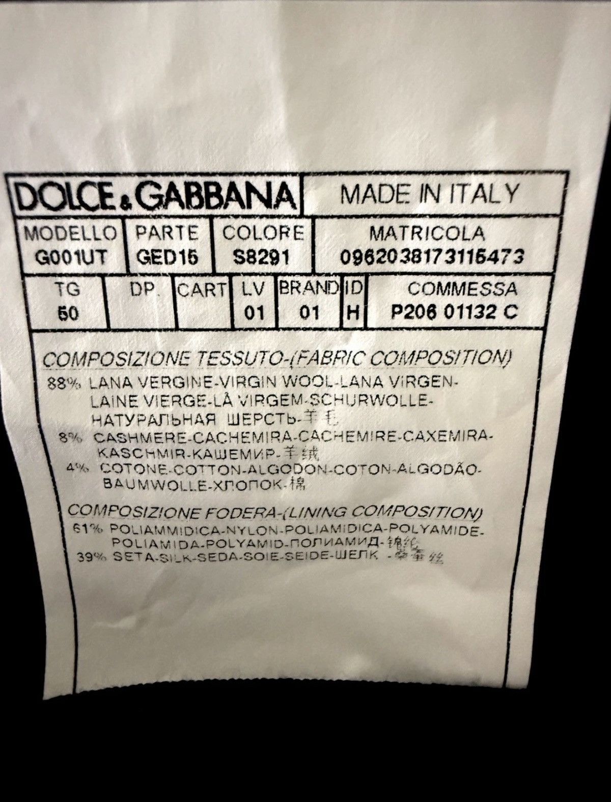 Dolce & Gabbana DOLCE & GABBANA Men's Wool & Cashmere Overcoat | Italian 50 Size US M / EU 48-50 / 2 - 4 Thumbnail