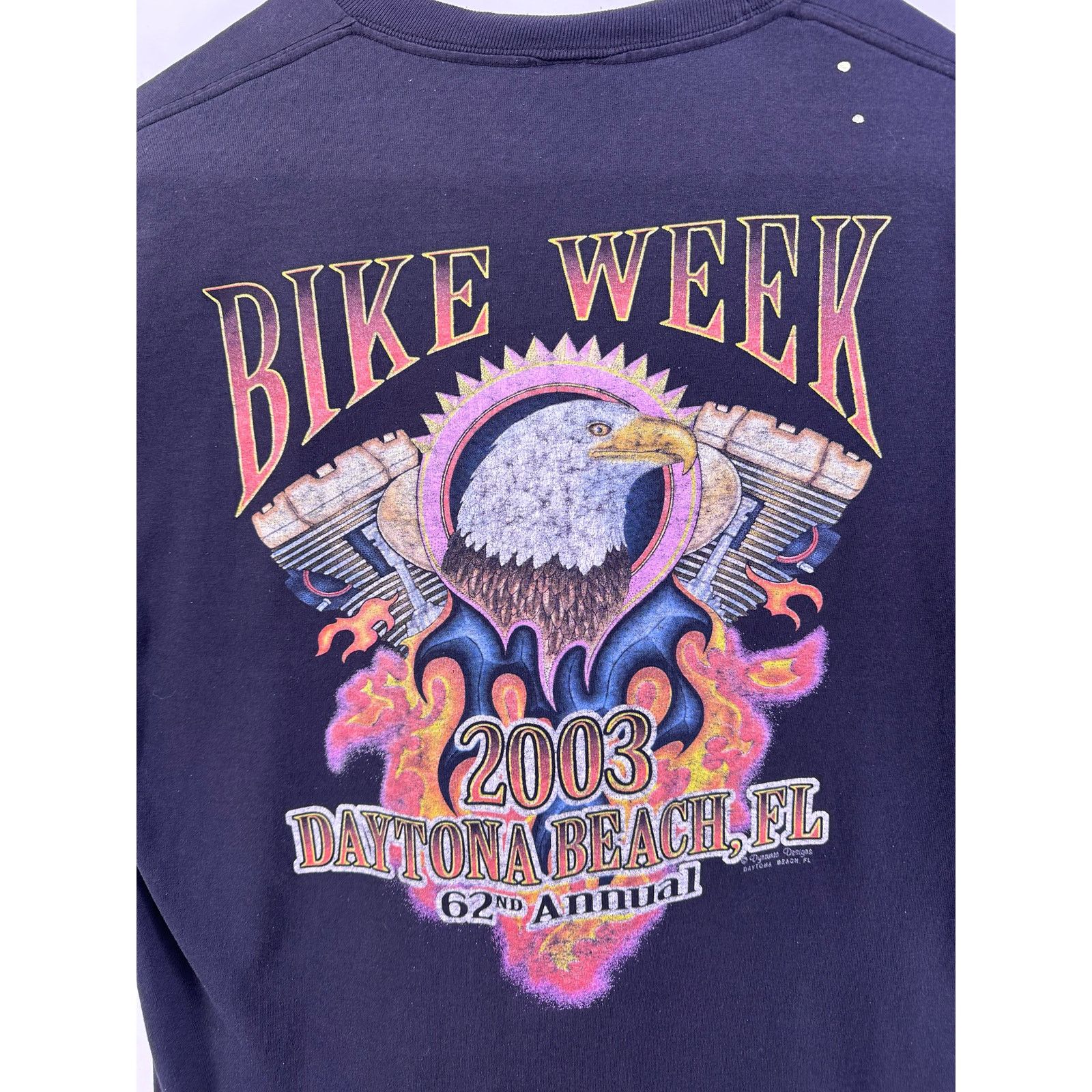 Hanes Vintage 2003 Daytona Beach Bike Week 62 Annual Tshirt Size L Size US L / EU 52-54 / 3 - 10 Thumbnail