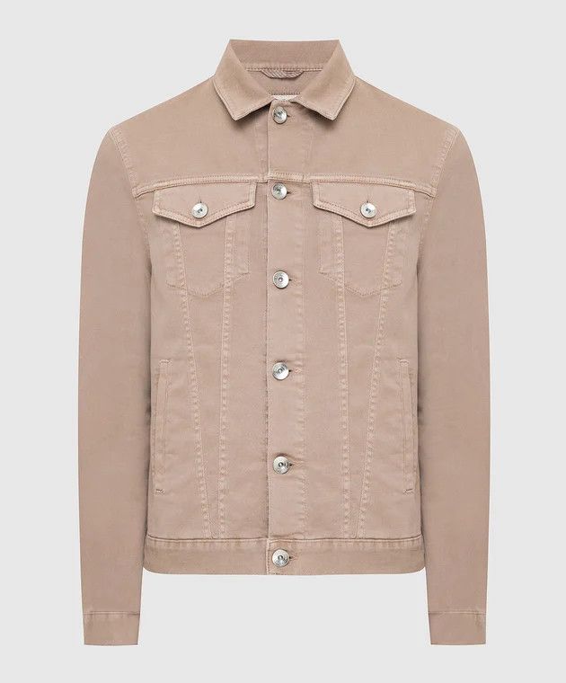 Brunello Cucinelli o1y0526 Denim Jacket in Sand Size US M / EU 48-50 / 2 - 1 Thumbnail