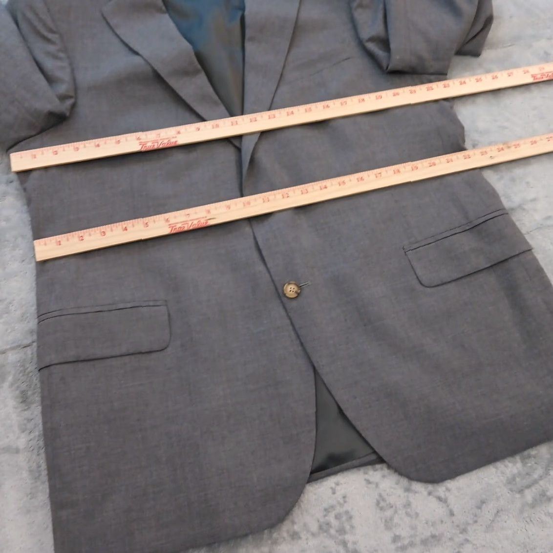 Lands' End Lands' End Blazer Mens 44 Gray Wool Two-Button Single Vent Size 44R - 5 Thumbnail