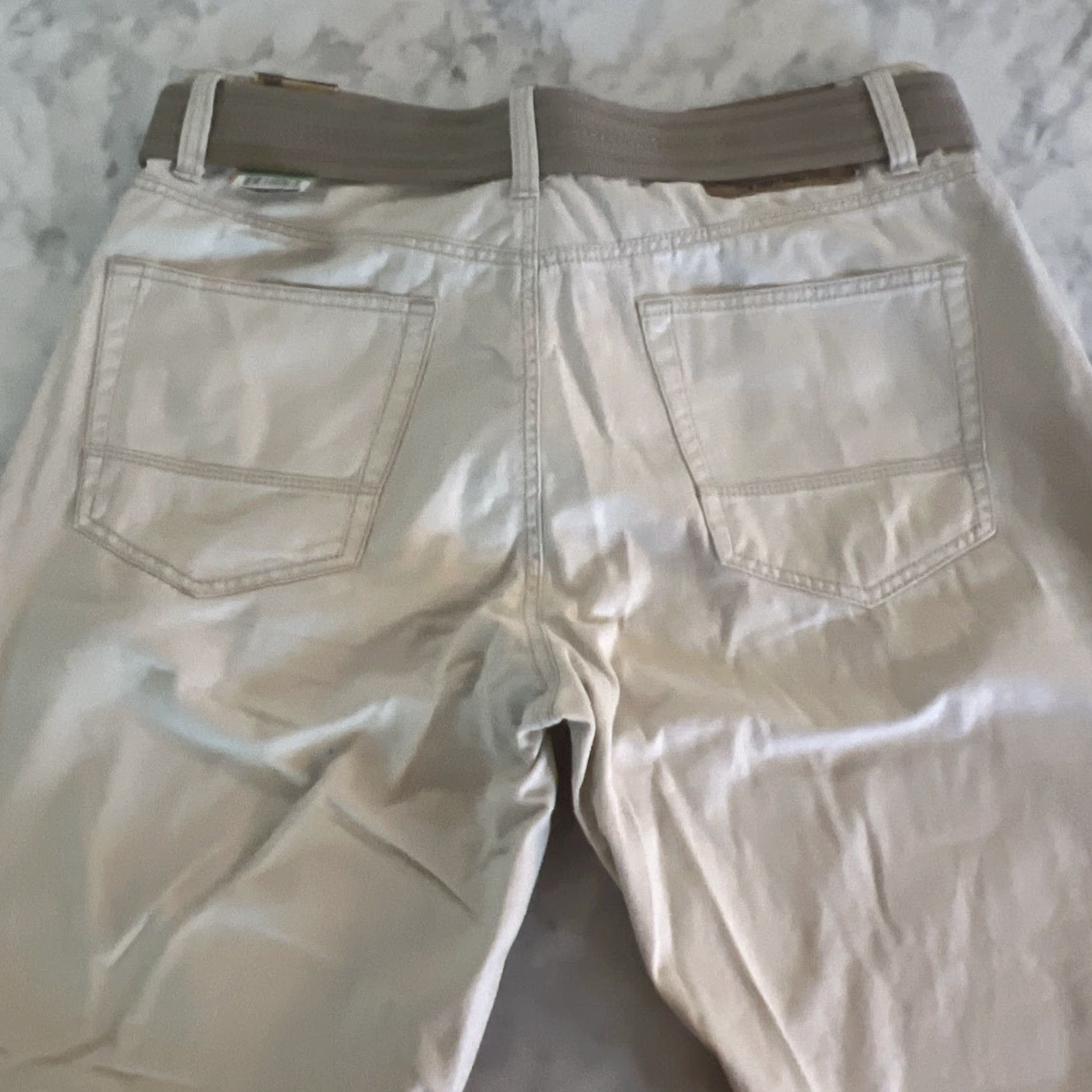 Vintage Plugg Pants Men’s 34/32 Stone Belted Straight Leg Cotton New Tags Khakis, Flat Front, Zip Button, Beige, Regular Rise, Inseam 32, Size 34, Men Size US 34 / EU 50 - 6 Thumbnail