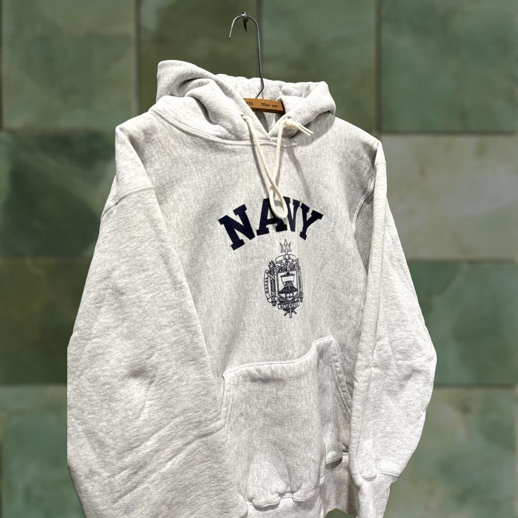 Vintage VINTAGE US Navy Hoodie Gray Cotton Reverse Weave 90s Pullover Small Men Size US S / EU 44-46 / 1 - 1 Thumbnail