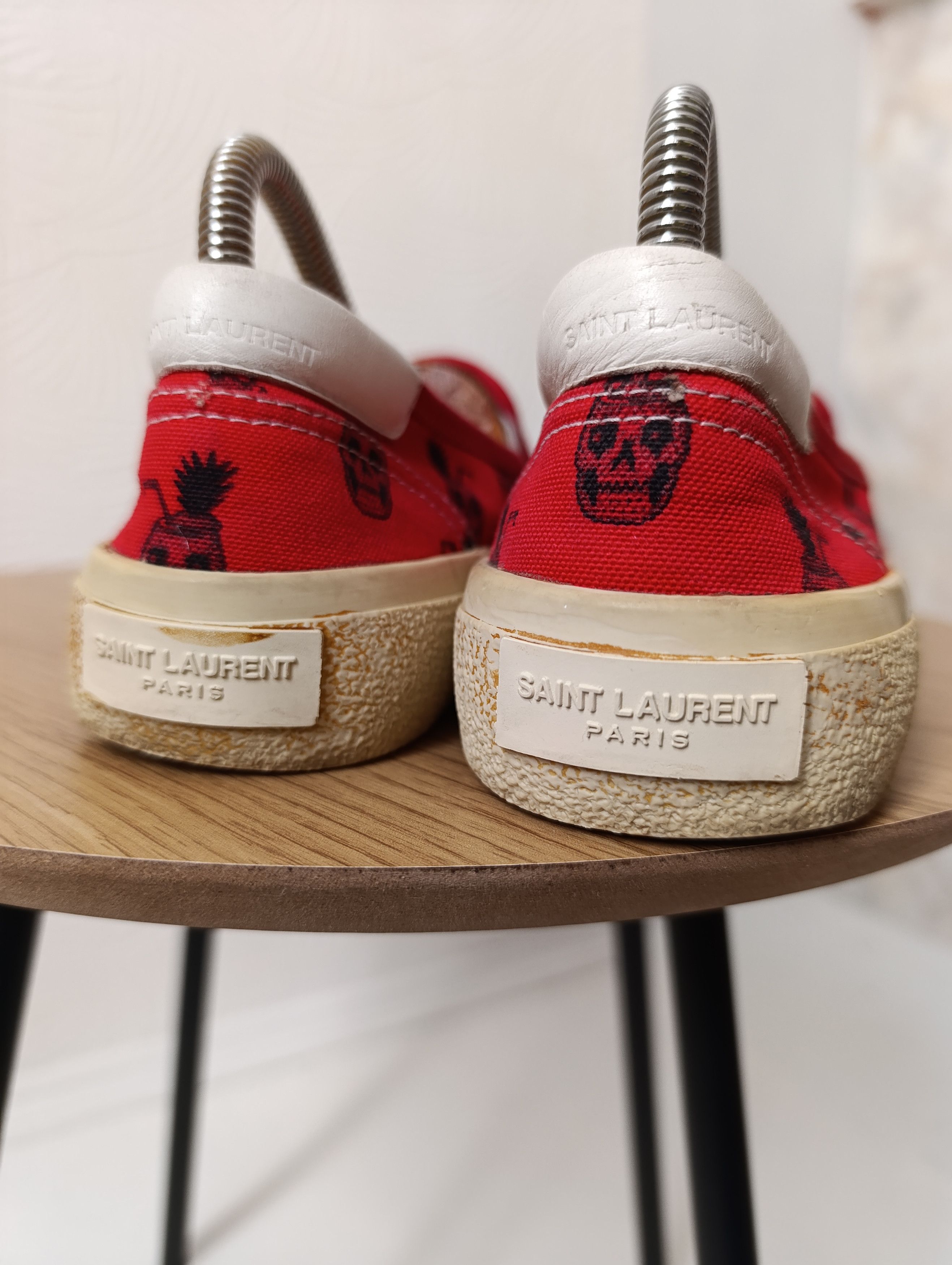 Saint Laurent Paris SAINT LAURENT RED SKULL PINEAPPLE SLIP-ON SNEAKERS Size US 7.5 / IT 37.5 - 11 Thumbnail