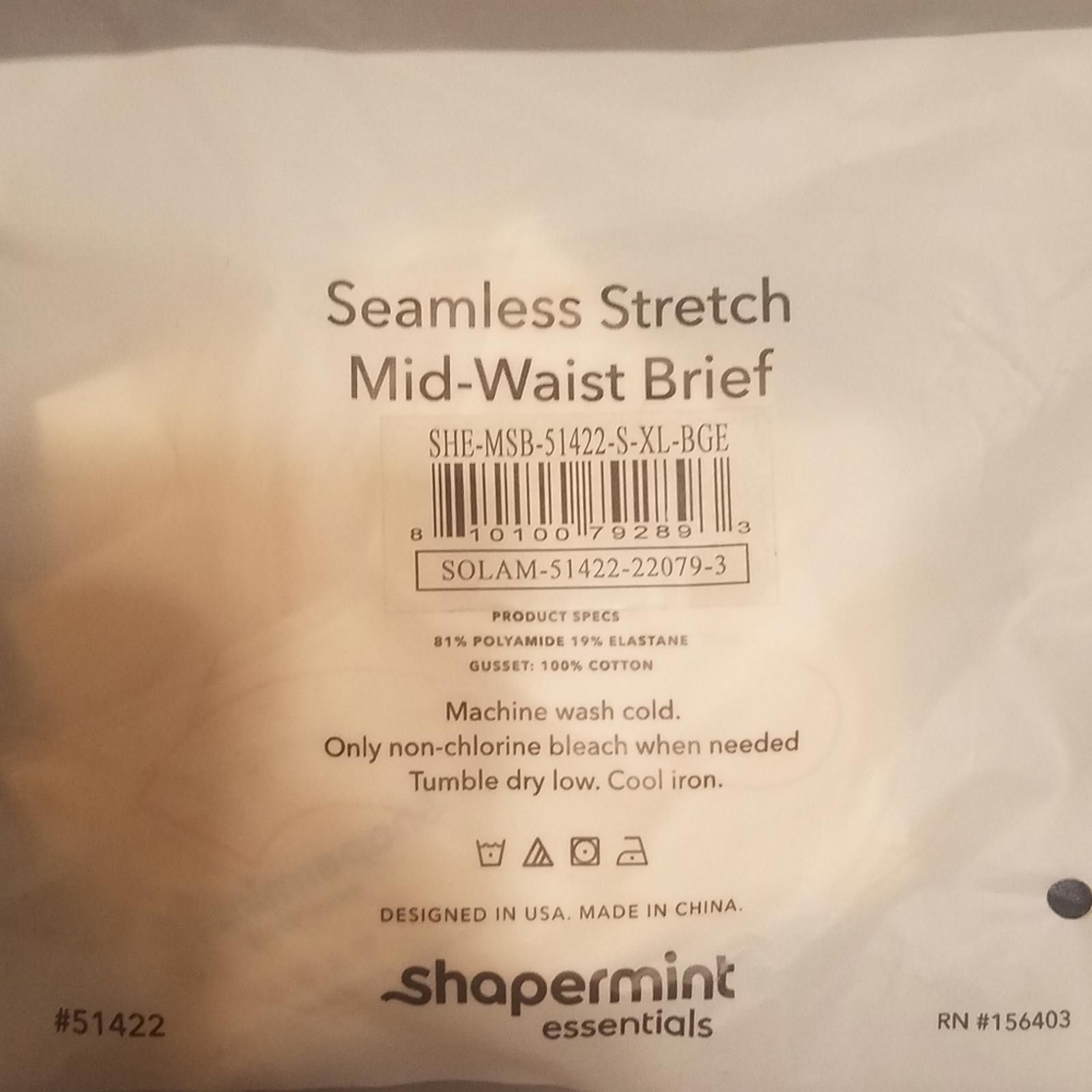 Other NWT Shapermint Seamless Stretch Mid-Waist Brief Beige S-XL Size ONE SIZE - 2 Thumbnail