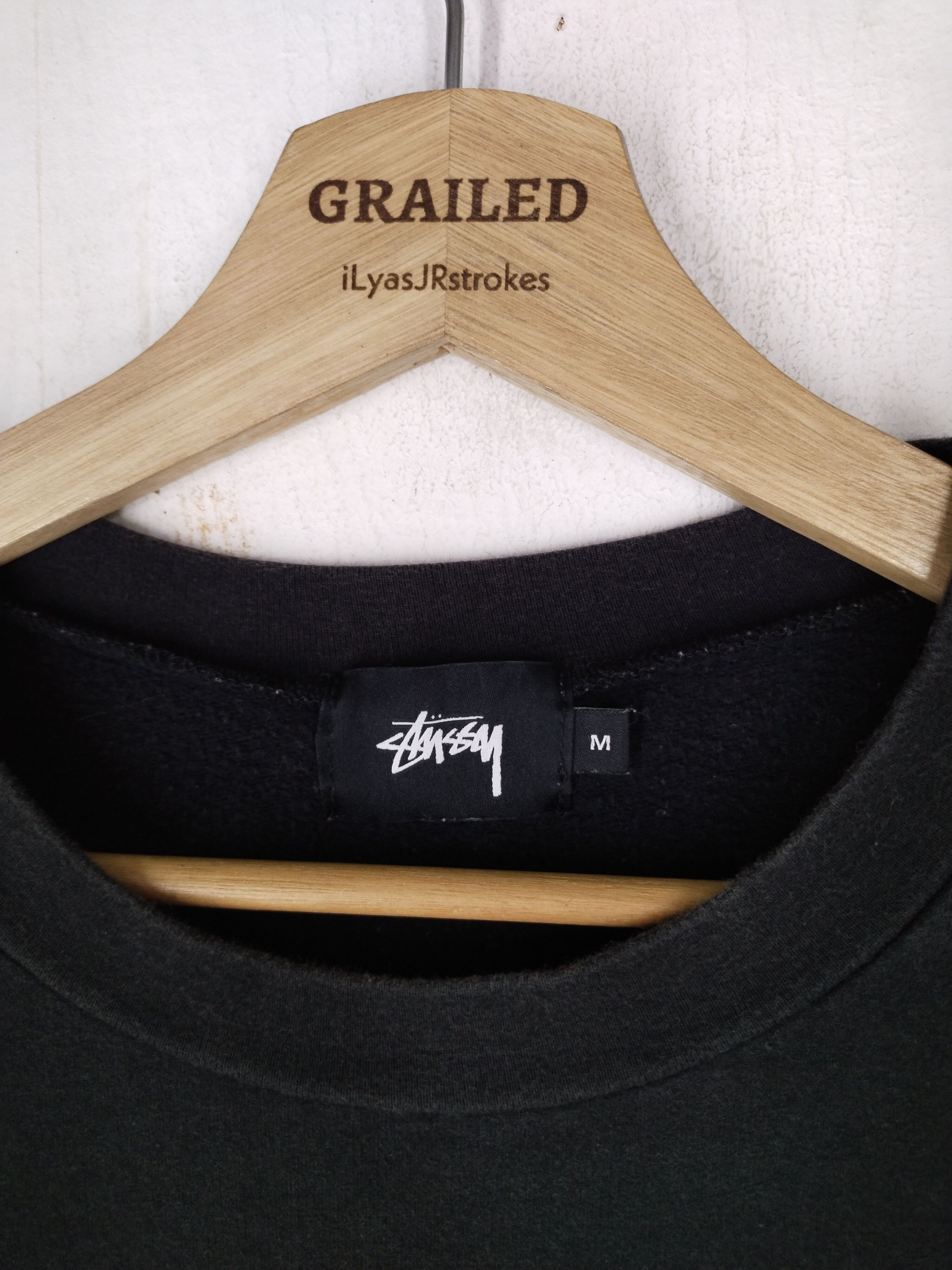 Stussy × Vintage Stussy Spellout Logo Sweatshirt Black Size US M / EU 48-50 / 2 - 12 Thumbnail