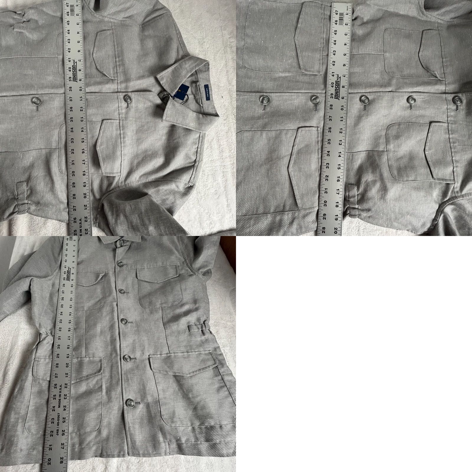Stafford Stafford Men's Gray Twill Button Front Shirt Long Sleeve Linen Blend Large NWT Size US L / EU 52-54 / 3 - 8 Thumbnail
