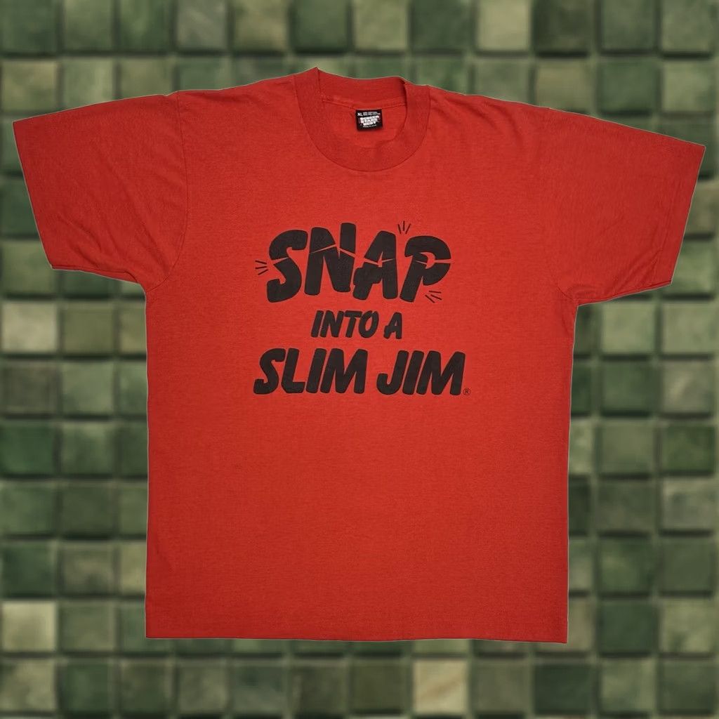 Vintage VINTAGE Slim Jim Shirt XL Red 90s Slimming Promo Tee Screen Stars Mens Size US XL / EU 56 / 4 - 1 Thumbnail