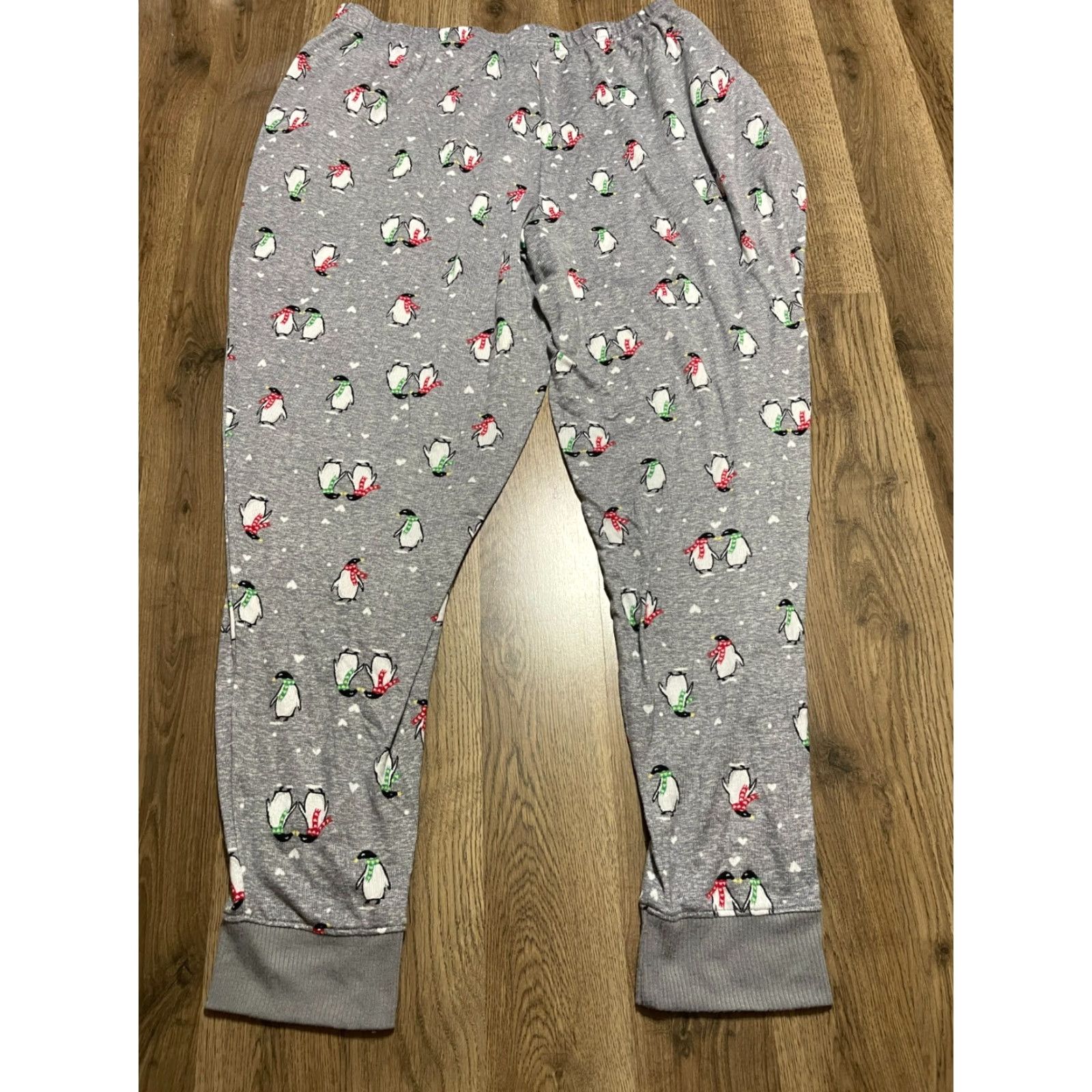Vintage Joyspun Pajama Pants, Women's Plus 2X, Gray, Penguins, Pull On, Pajama Pants, Plus Size Women, 2X Size 40" / US 18 - 2 Thumbnail