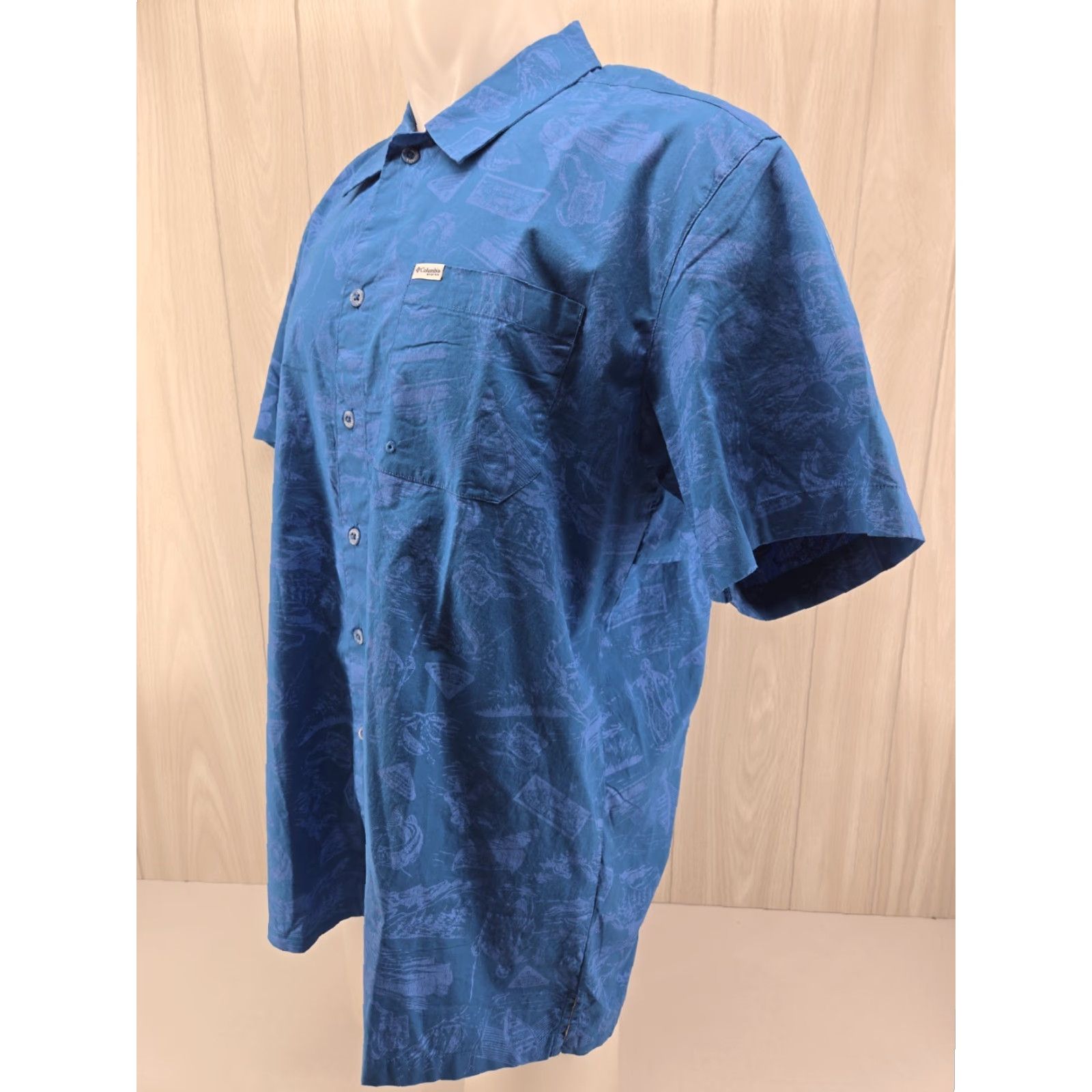 Vintage VINTAGE Columbia Vented PFG Fishing Blue All Over Print Button Down Shirt Size Large Size US L / EU 52-54 / 3 - 3 Thumbnail