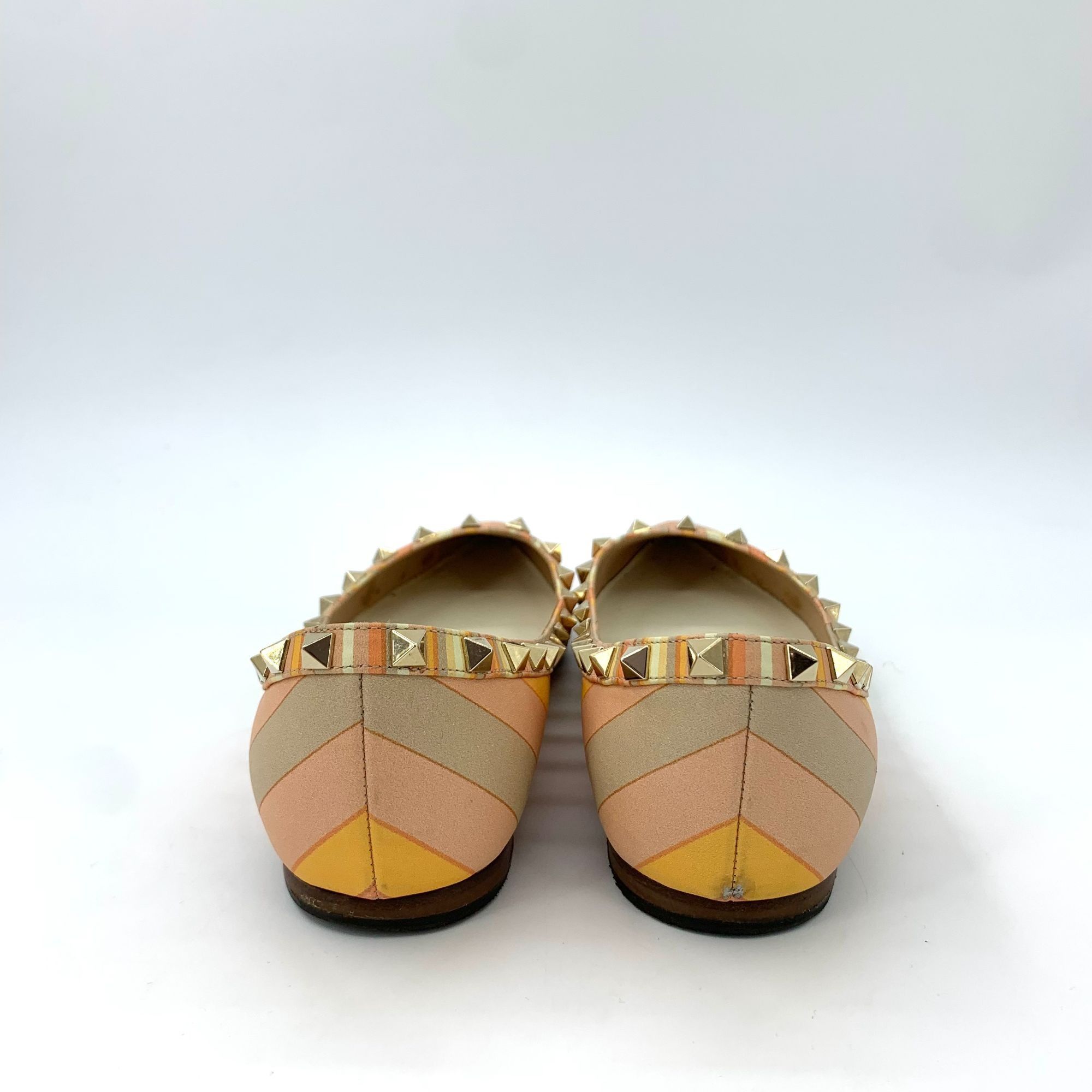 Valentino Valentino Rockstud Striped Leather Pointed-Toe Ballet Flats Size US 6.5 / IT 36.5 - 4 Thumbnail