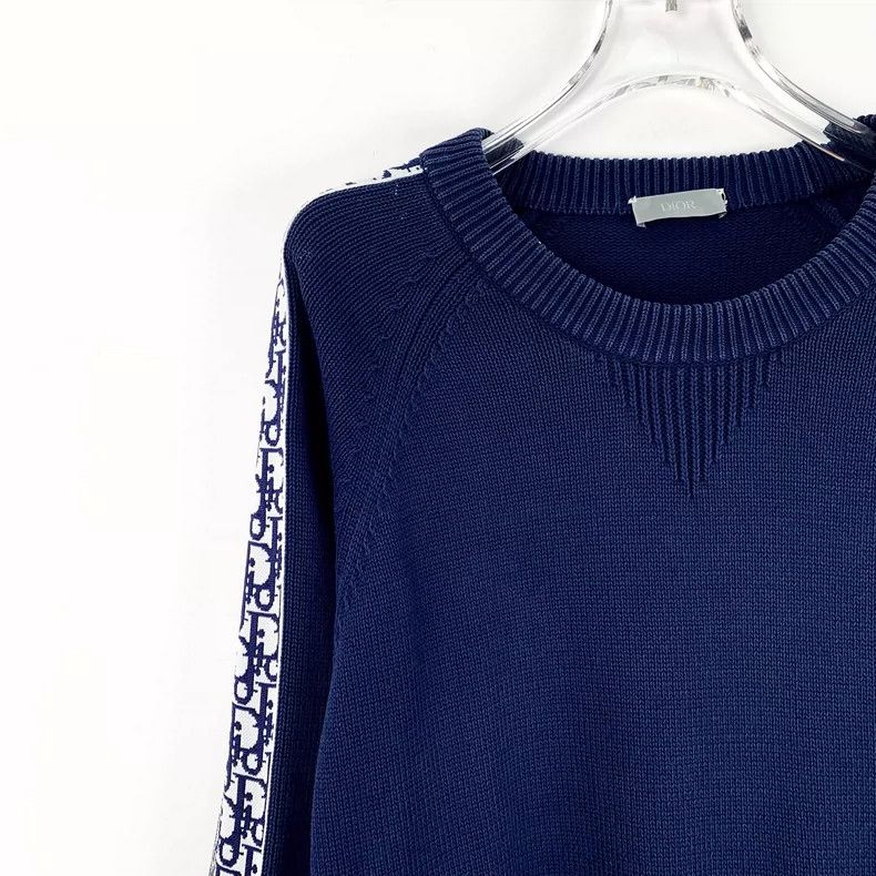Dior Dior Dark blue side logo jacquart cotton round-neck long-sl Size US L / EU 52-54 / 3 - 3 Thumbnail