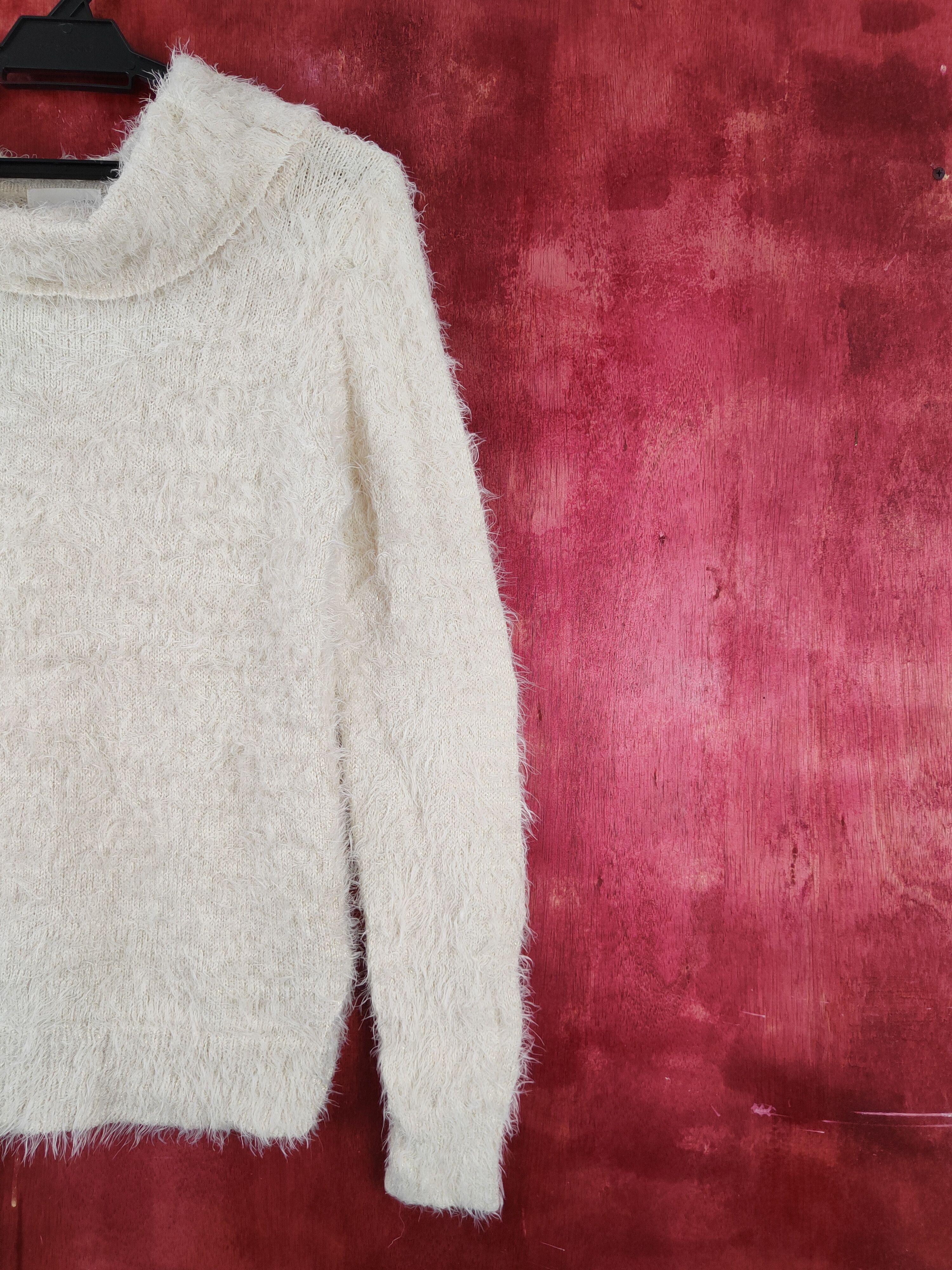 Index × Vintage Cool Vintage 💥 Index Cream Fur Mohair Knitwear Size M / US 6-8 / IT 42-44 - 5 Thumbnail