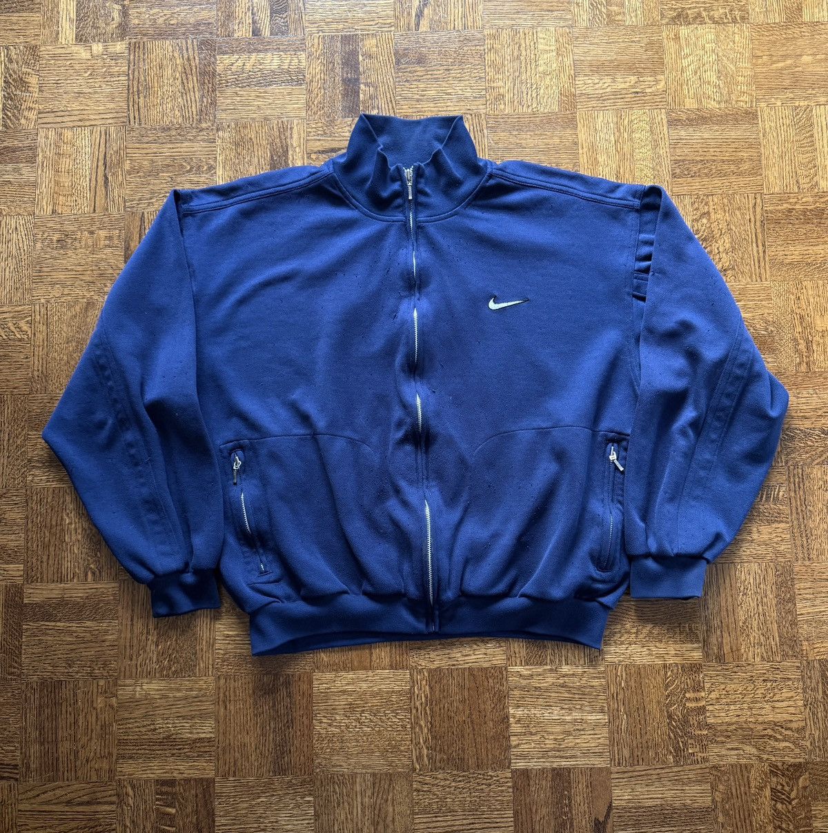 Vintage Vintage 90s Nike Chest Swoosh Track Warmup Jacket Size US L / EU 52-54 / 3 - 1 Thumbnail
