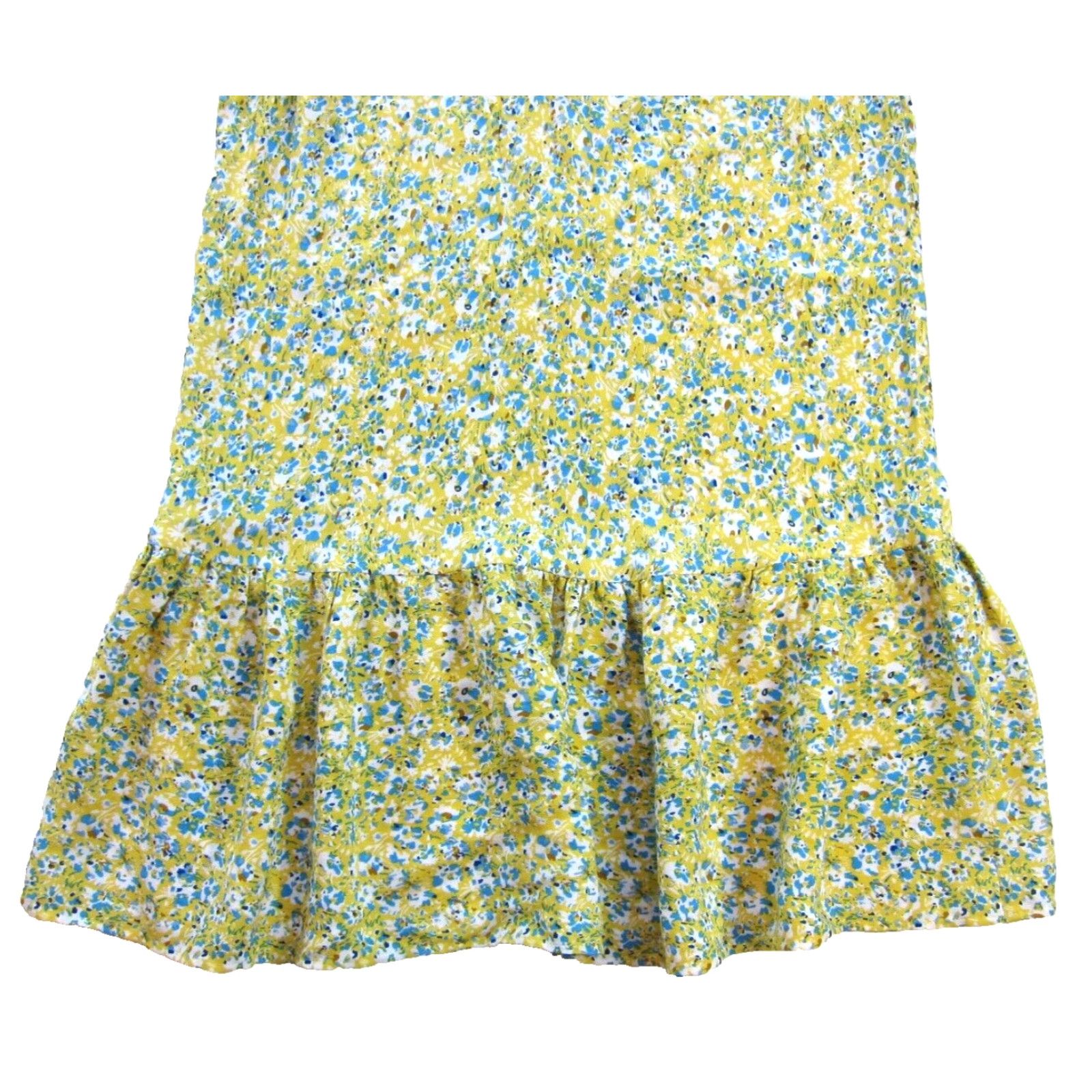 Gerard Darel GERARD DAREL Rayon Yellow Blue Floral Cap Sleeve V-Neck Midi Sun Dress 40 Large Size L / US 10 / IT 46 - 6 Thumbnail