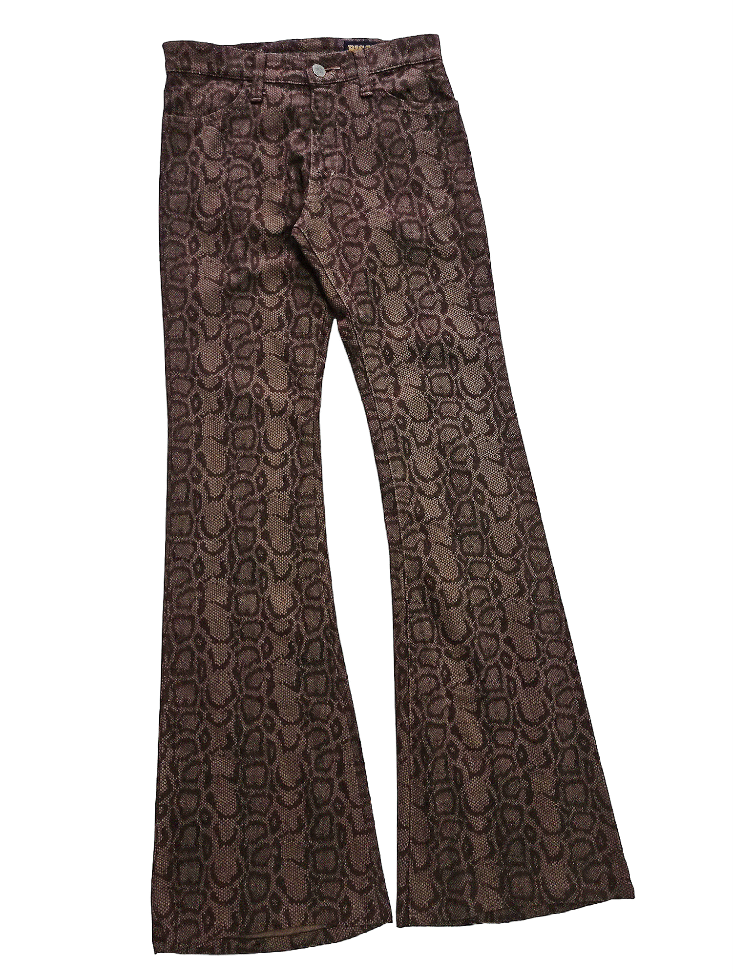 image of Vintage Japanese Snakeskin Fullprint Flare Pant in Dark Brown Snake Print, Men's (Size 27)