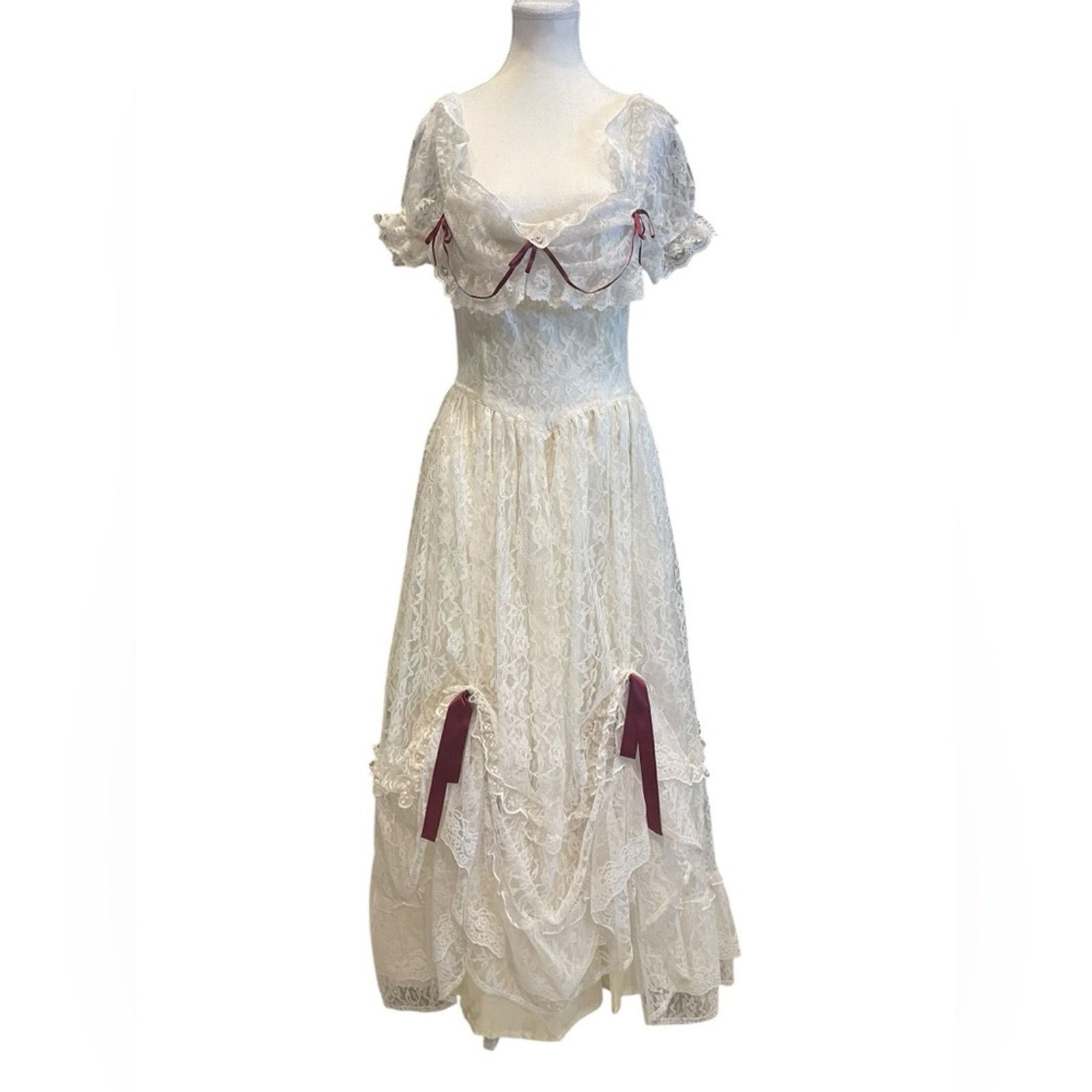 Other Gunne Sax Vtg ivory White Lace Maxi Dress Sz:11 Size ONE SIZE - 1 Thumbnail