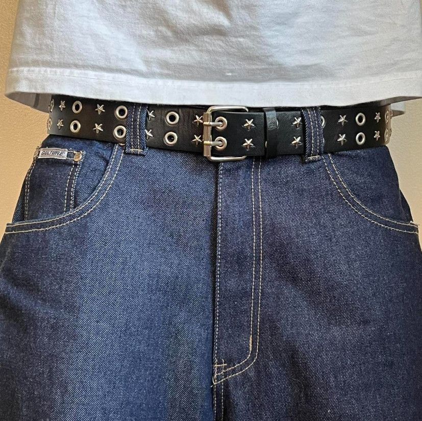 Designer Y2K 2000s vintage star-studded goth emo black silver belt Size ONE SIZE - 1 Thumbnail