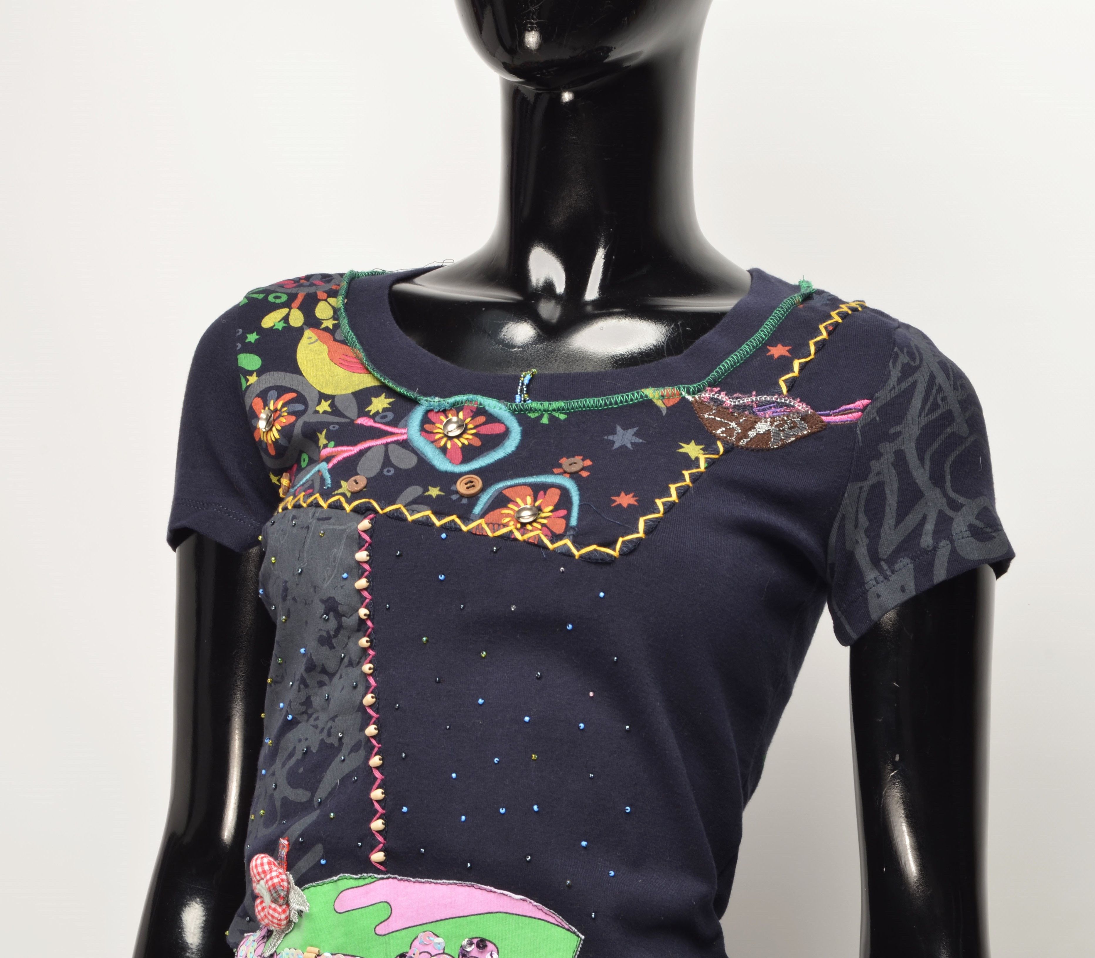 Vintage Vintage Derek Heart Y2K Babydoll Kidcore Embroidered Top Size M / US 6-8 / IT 42-44 - 2 Thumbnail