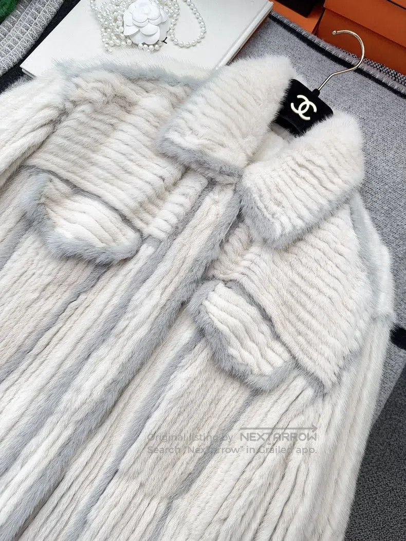 Fendi Fendi Pinkish blue and gray mixed with white fur-trimmed c Size XXS / US 00 / IT 34 - 6 Thumbnail