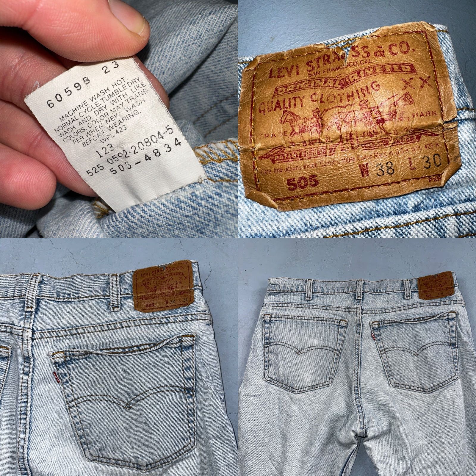 Levi's Levi's 501 Jeans | 505 Vintage 90s USA Blue Light Wash Denim Cotton Mid Rise Straight Regular 38x30 501 Series Mens Jeans Size US 38 / EU 54 - 9 Thumbnail