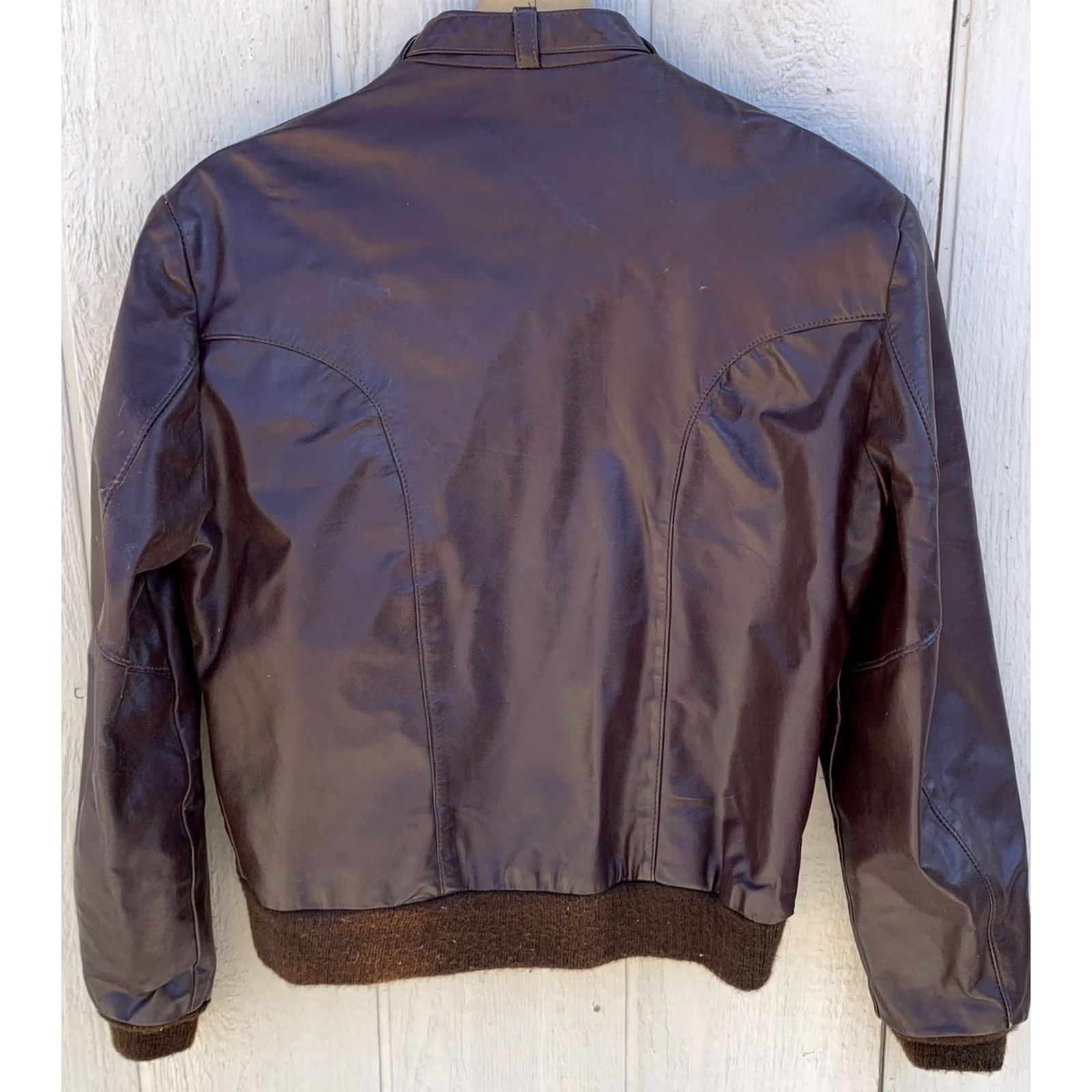 Sears VINTAGE Sears The Leather Shop leather jacket racer jacket 38 reg Brown Mens Jacket Size 38 Racer Vintage Leather Shop Sears Mens Jacket Size US XXS / EU 40 - 3 Thumbnail