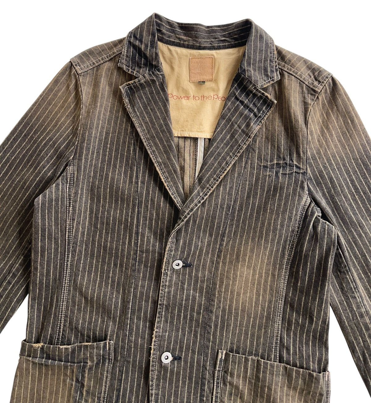Japanese Brand PTTP Stripe Denim Chore Jacket Size US M / EU 48-50 / 2 - 8 Thumbnail