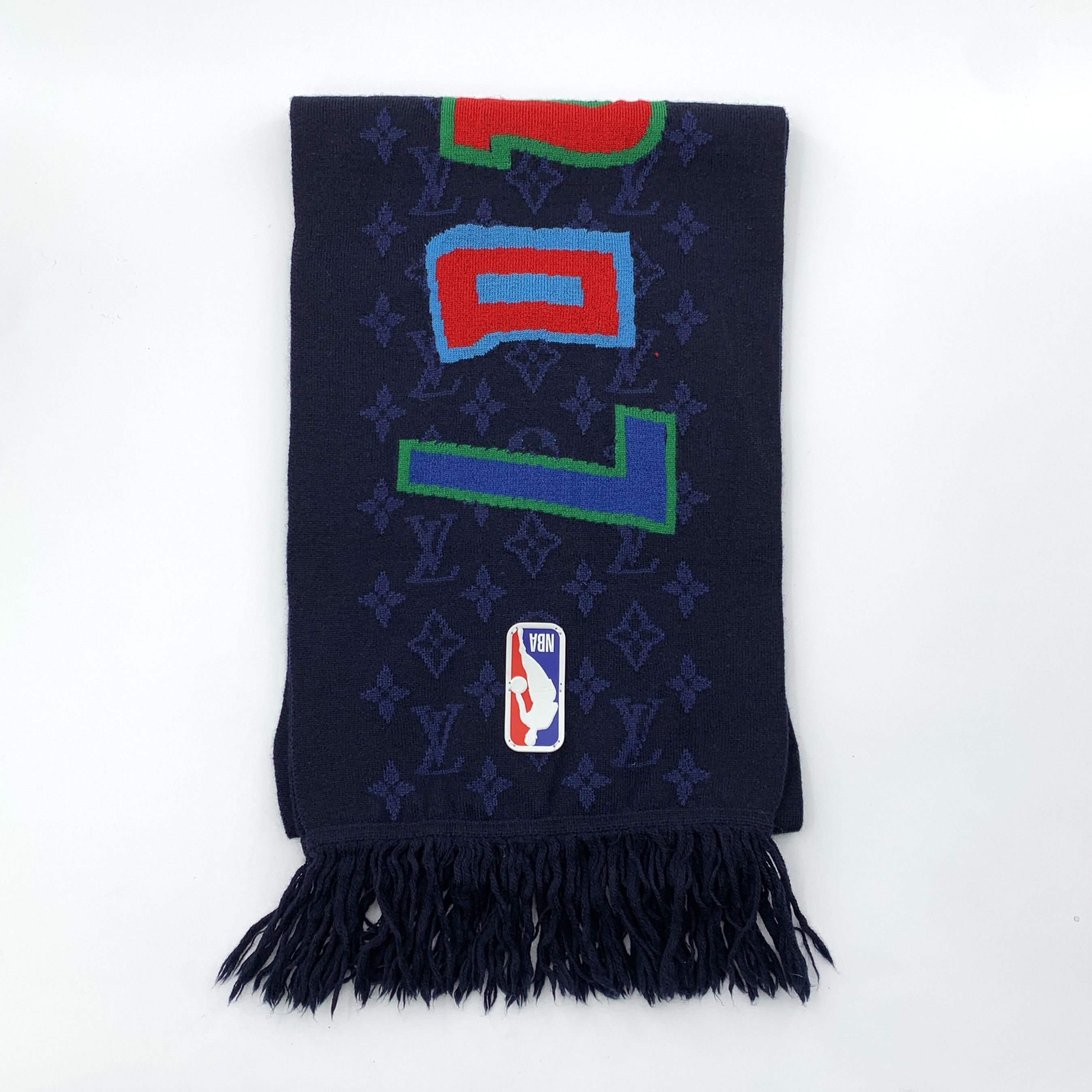 Louis Vuitton Louis Vuitton x NBA Wool Logo Scarf Navy (193×28 cm) Size ONE SIZE - 1 Thumbnail