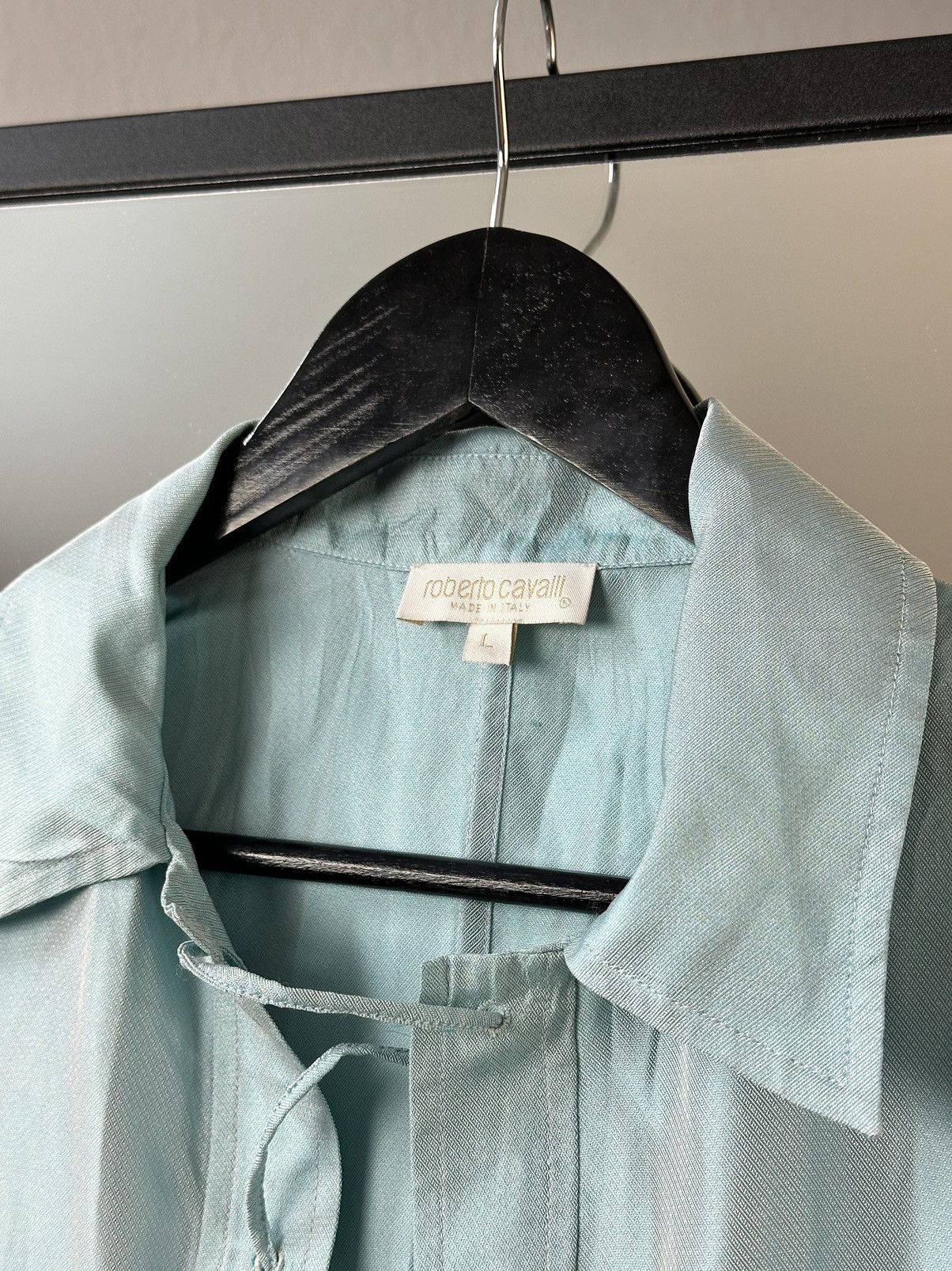 Just Cavalli Roberto Cavalli Silk Blouse Stone Embellished Designer BLUE Size L / US 10 / IT 46 - 7 Thumbnail