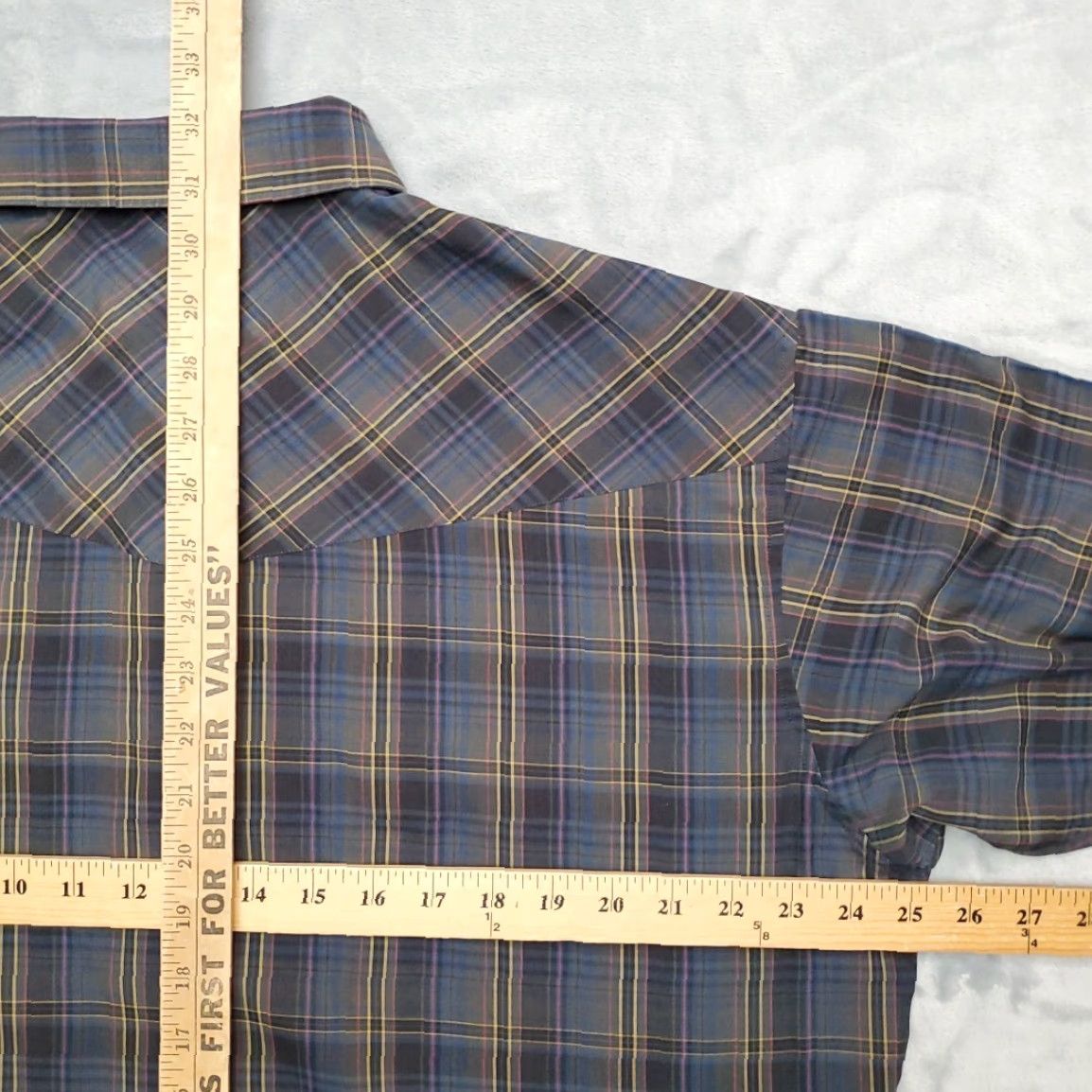 Wrangler VTG Wrangler Shirt Mens 17 x 34 Multicolor X Long Tails Plaid Pearl Snap Western Size US XL / EU 56 / 4 - 6 Thumbnail
