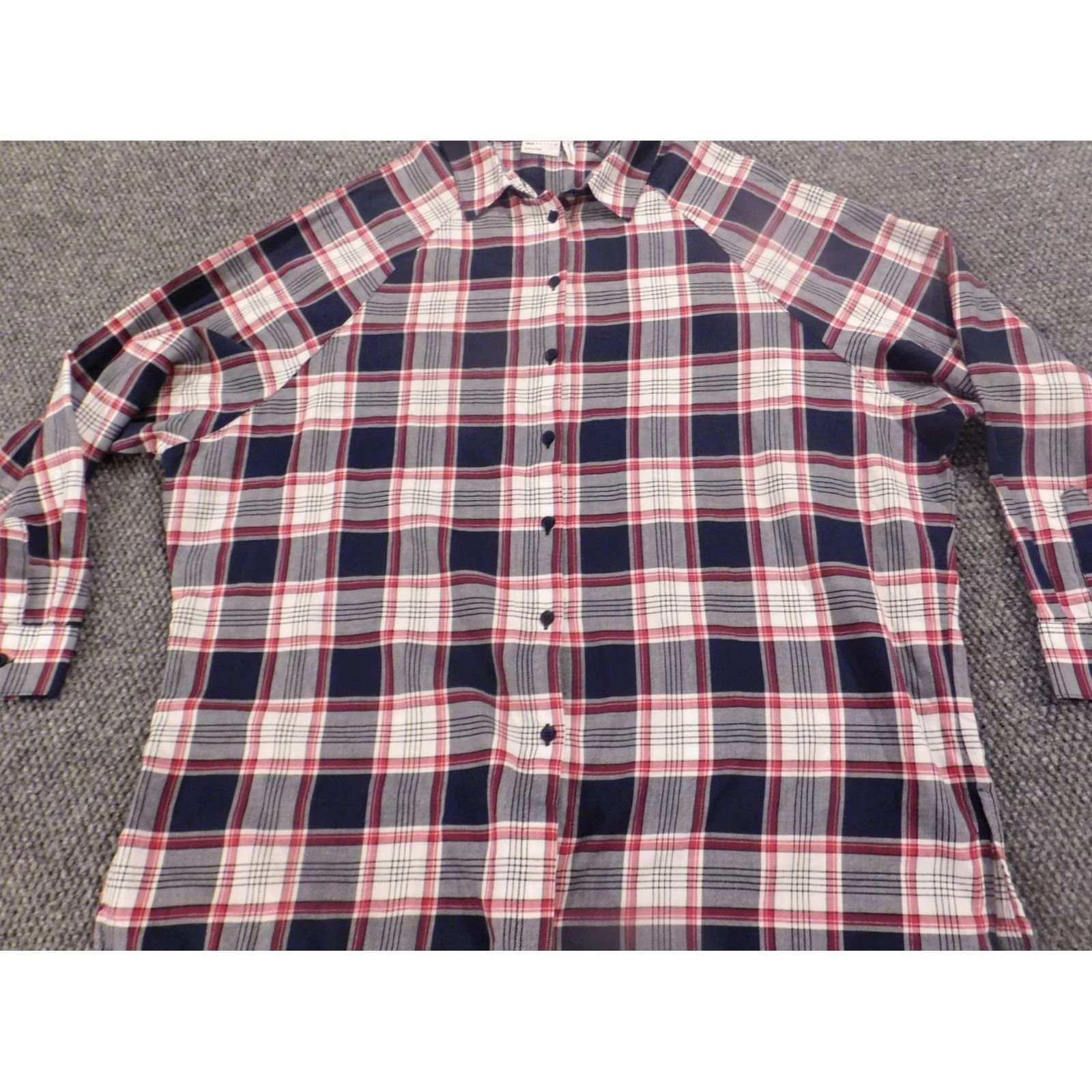 Asos ASOS Blouse Shirt Womens 10 Red Plaid Button Down Collared Long Sleeve Rayon Casual Lightweight Size L / US 10 / IT 46 - 6 Thumbnail