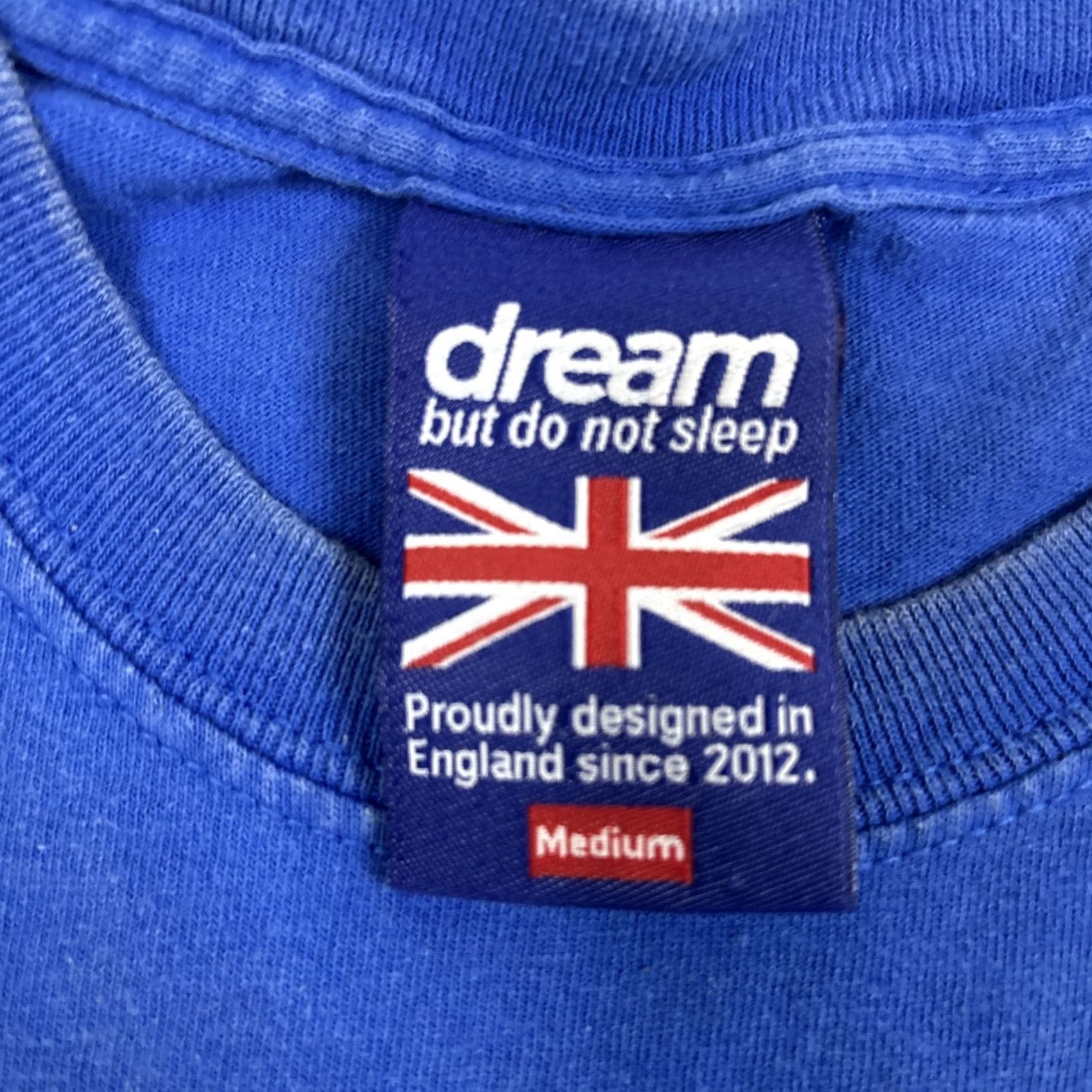 Vintage Dream But Do Not Sleep Sports T Shirt Men’s Medium Blue UK England Mens M Blue Sports Size US M / EU 48-50 / 2 - 3 Thumbnail