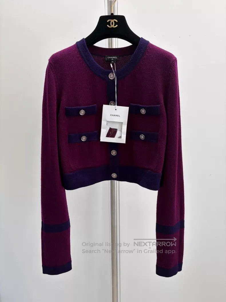 Chanel Chanel Handicraft Workshop Short Purple Cashmere Knitwear Size XS / US 0-2 / IT 36-38 - 1 Thumbnail