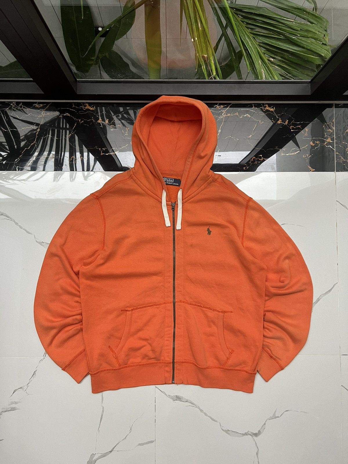 Orange polo zip up hoodie hotsell