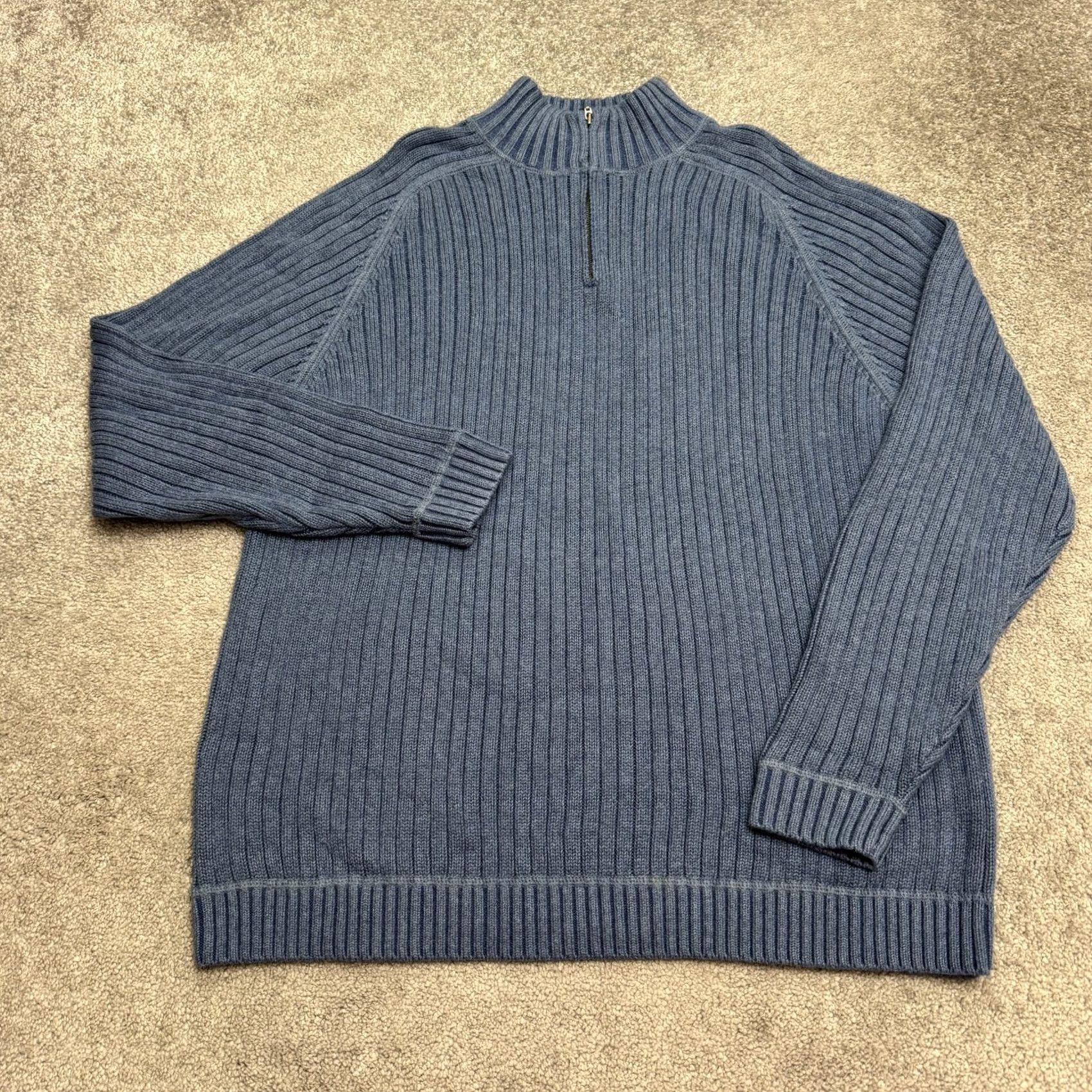 Vintage L.L. Bean Fisherman 1/4 Zip Pullover Sweater Mens XL Blue Cotton Mock Neck NWT Size US XL / EU 56 / 4 - 2 Thumbnail