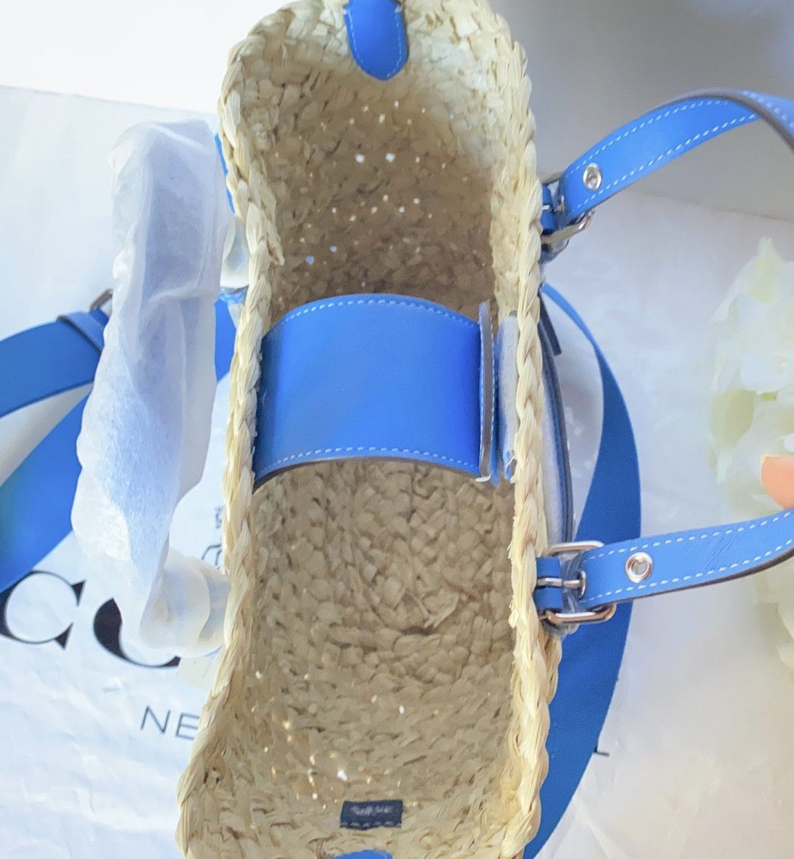 Coach NWT Coach Small straw and smooth leather Tote CJ519 Size ONE SIZE - 6 Thumbnail