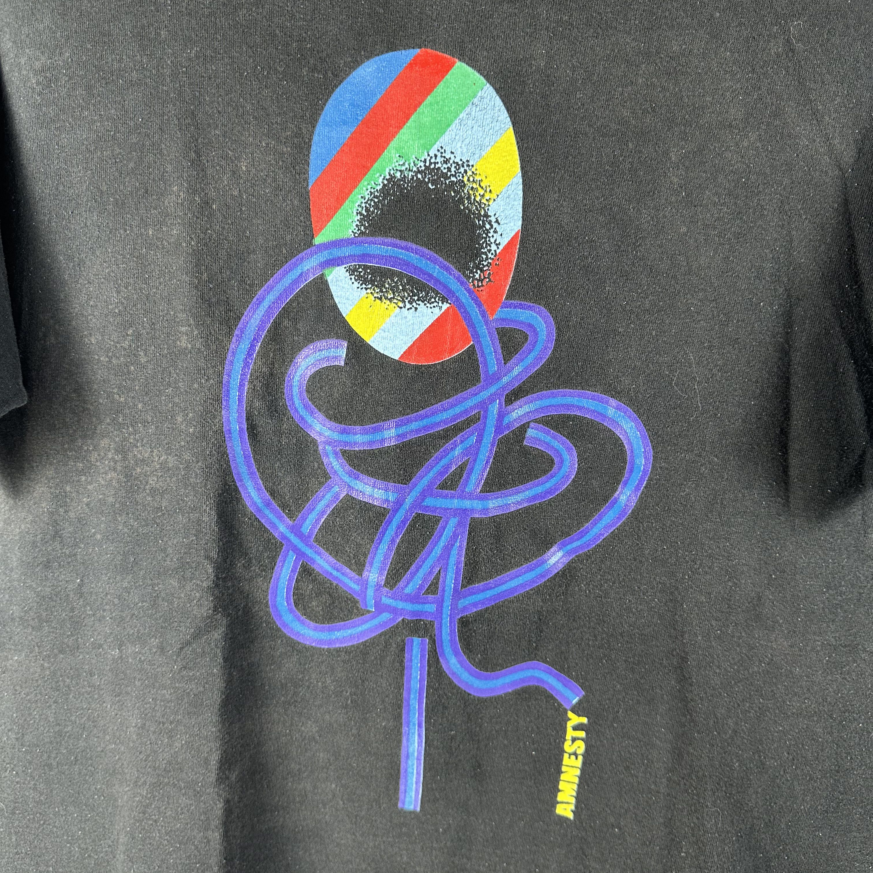 Vintage Vintage 90s Amnesty International Tanaka Ikko Art T-Shirt Size US L / EU 52-54 / 3 - 2 Thumbnail