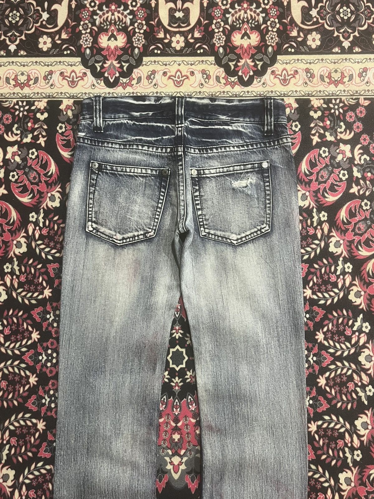 Japanese Brand Vence Ashes Grey Distressed Slim Straight Ripped Jeans Size 31" - 6 Thumbnail