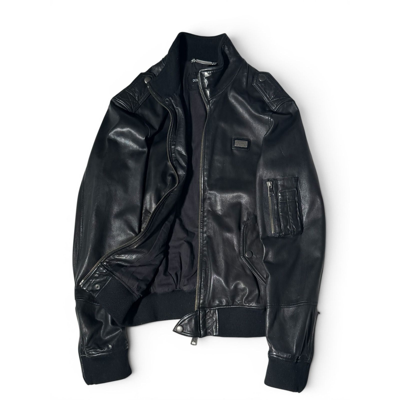 Dolce & Gabbana Dolce Gabbana Black Leather Multipocket Zipper Jacket Size US L / EU 52-54 / 3 - 2 Thumbnail