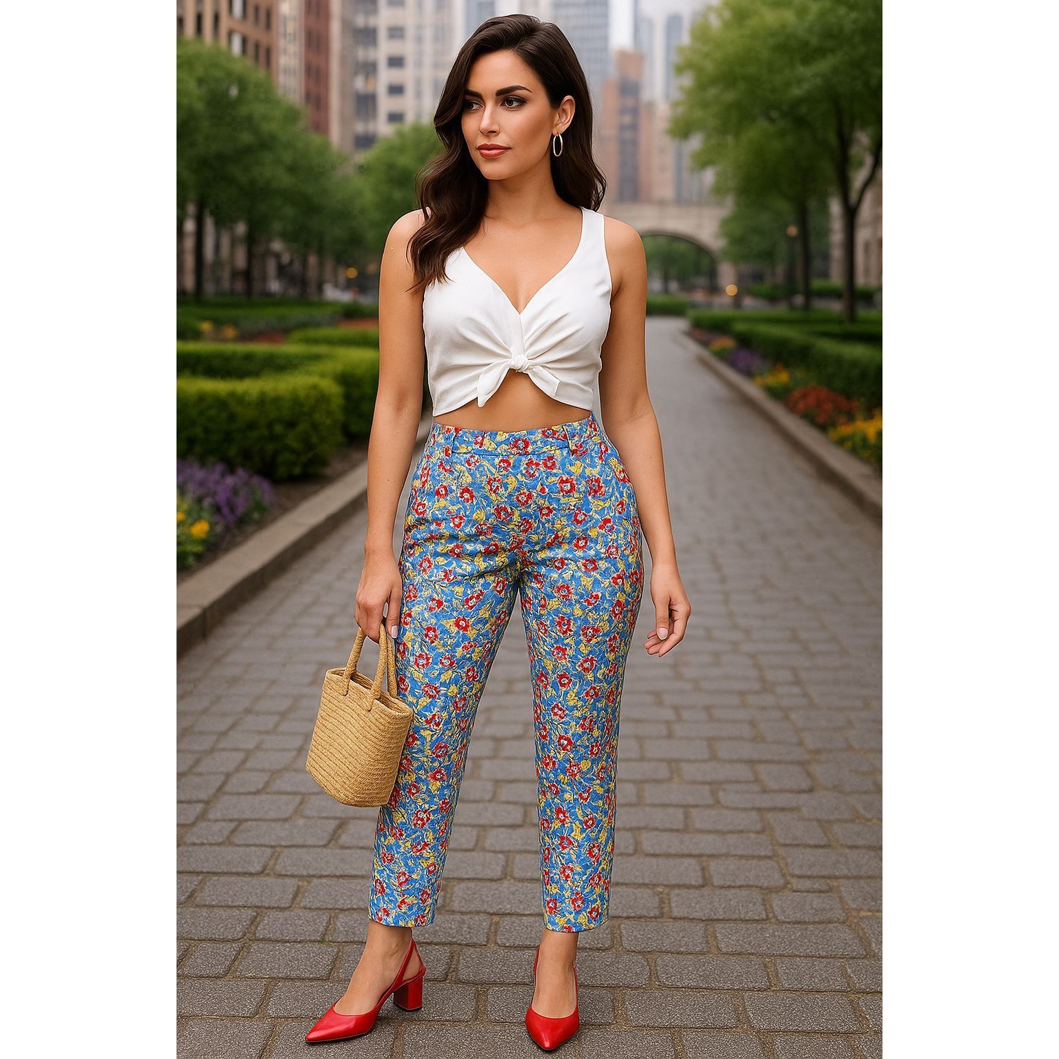 Other 7th Avenue Design Studio Medium Chic Floral Tapered Pants Re Size 30" / US 8 / IT 44 - 4 Thumbnail