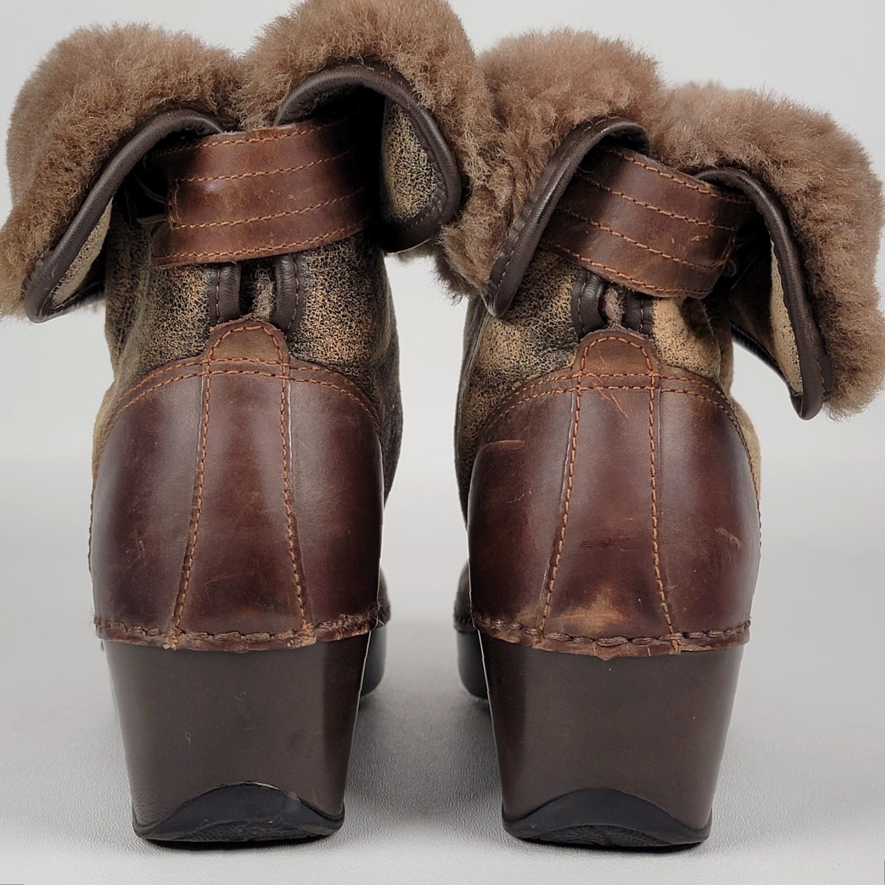Dansko Dansko Stormy Brown Leather & Suede Shearling-Lined Roll Down Ankle Boots SZ 38 Size US 7 / IT 37 - 7 Thumbnail