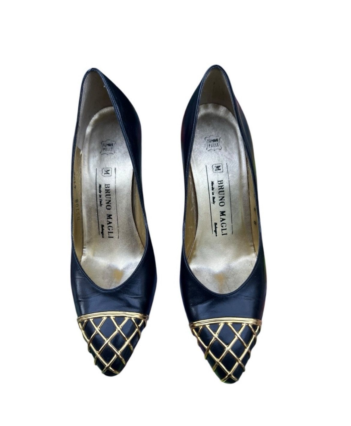 Bruno Magli Vintage Bruno Magli Italian Leather Heels –Gold Cage Toe 6B Size US 6 / IT 36 - 1 Thumbnail