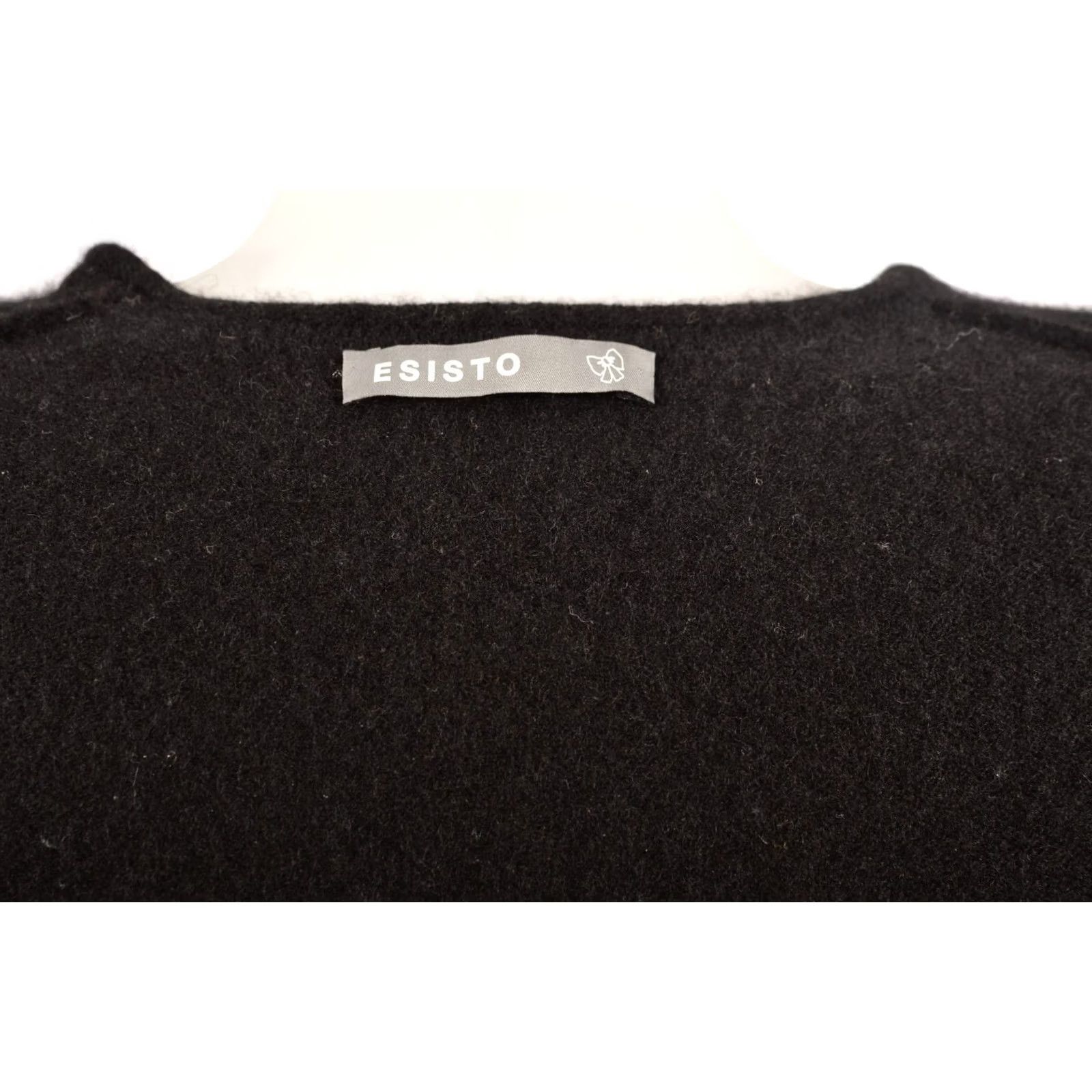 Vintage Esisto Cashmere V-Neck Black Pullover Sweater Size L Women" Size L / US 10 / IT 46 - 3 Thumbnail