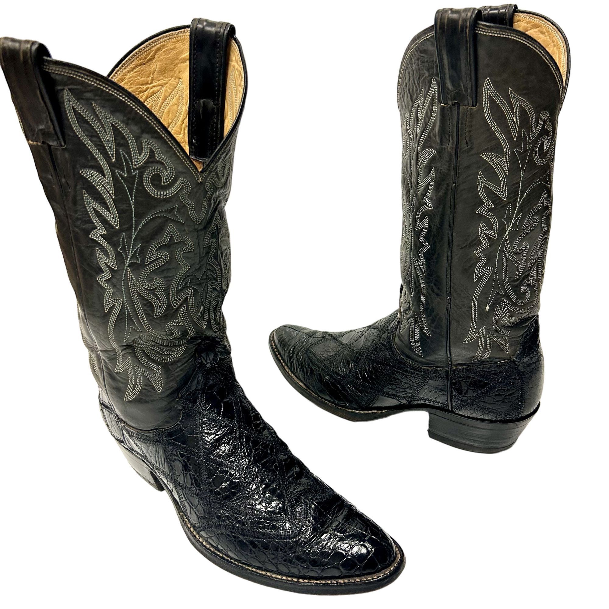 Justin Vtg Justin Leather Cowboy Western ALLIGATOR BELLY Skin Boots Size US 8.5 / EU 41-42 - 1 Thumbnail