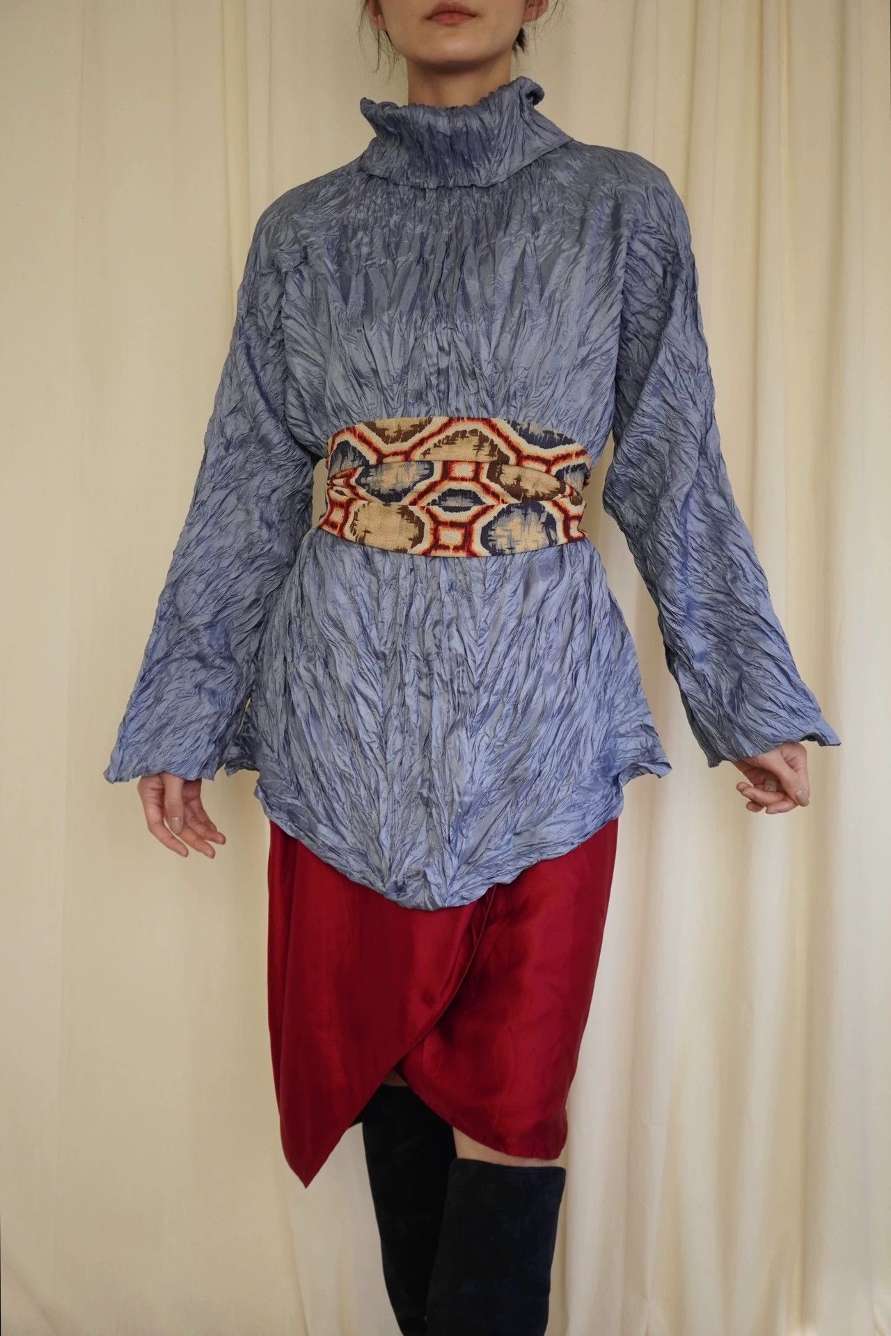 Issey Miyake Issey Miyake 1992SS Pleats Blue Turtleneck Top Size ONE SIZE - 5 Thumbnail