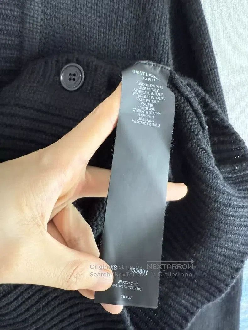 Saint Laurent Paris Black sequin logo cardigan