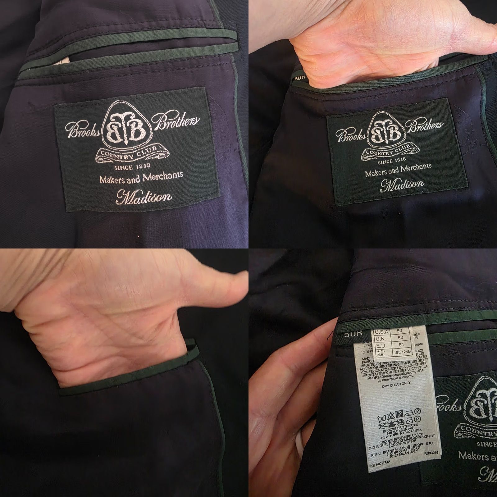 Brooks Brothers VINTAGE Brooks Brothers Blazer Madison Saxxon Country Club Wool Sport Coat Black 50R Men Size 50R - 9 Thumbnail